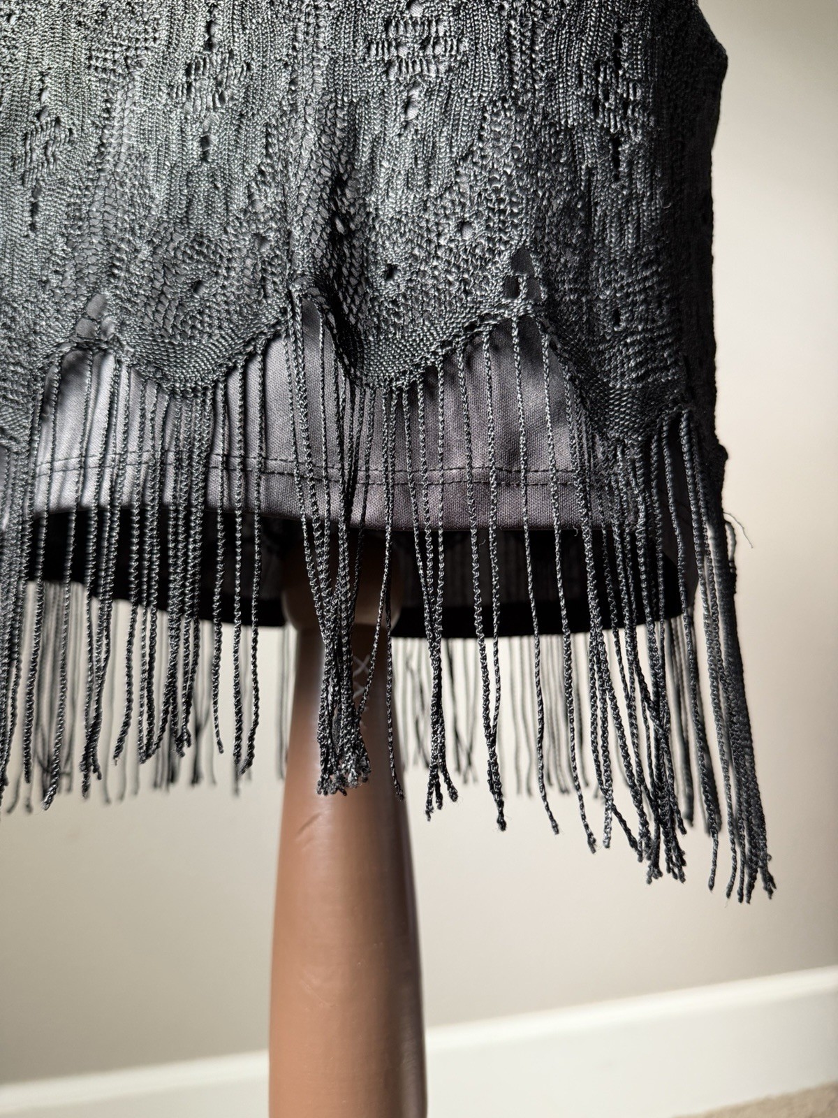 black lace flappers fringe dress