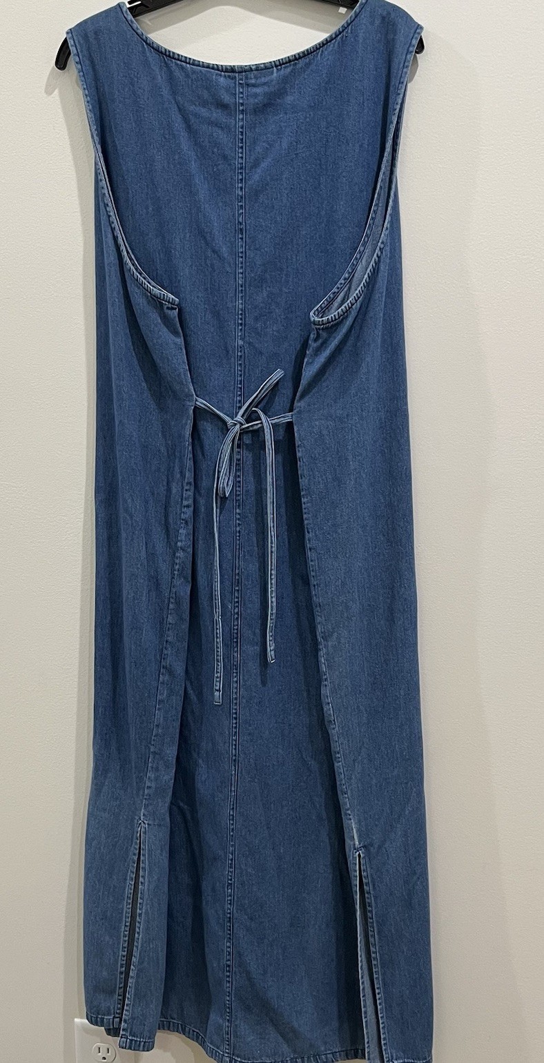 Embroidered Floral Denim Jean Jumper 2X Erik & Co Vtg 90s Modest Cottagecore