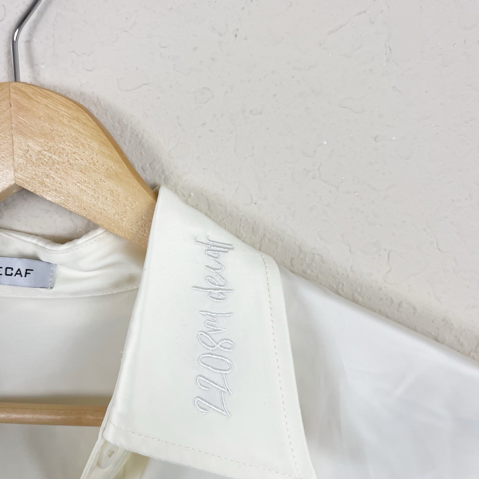 2208M Decaf Ivory Satin Shirt Mini Dress Size Medium