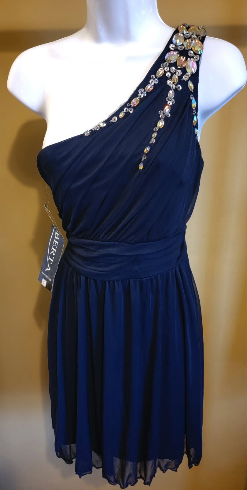 NWT $89 Roberta Dark Blue Navy Solid A-Line Sleeveless Dress Size: M