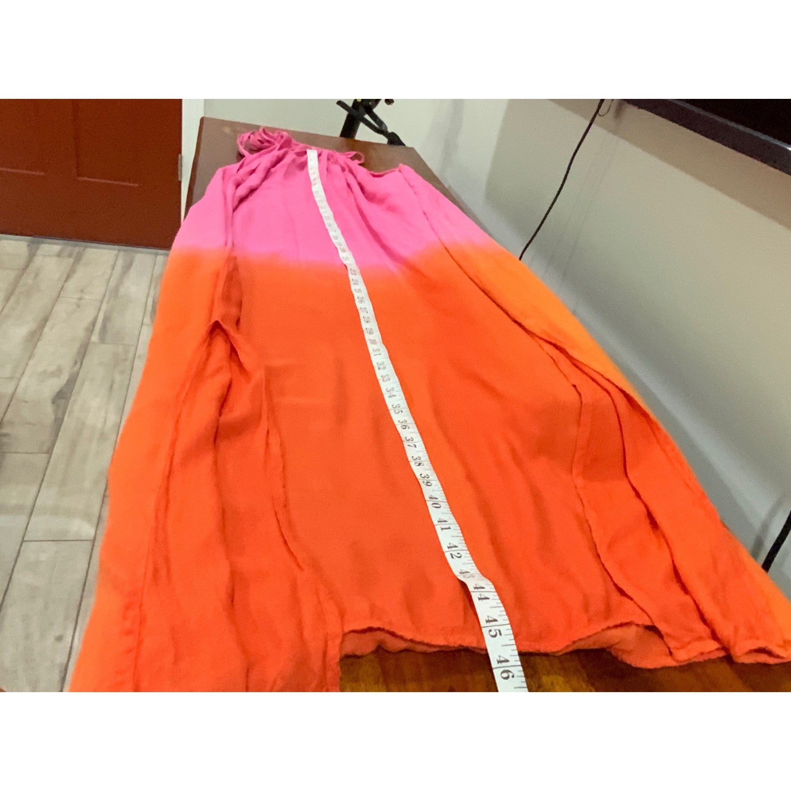 Mud Pie Pink Orange Ombre Halter Maxi Dress Side Slit Summer Beach Size S
