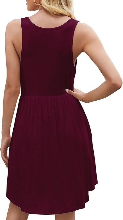 NWT HiMONE FAB! Summer Pocket Stretch Casual Sundress in Wine Red Size XL