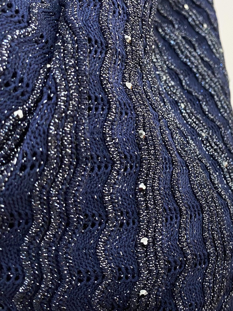 🎁AUTHENTIC Sandro Women Round Neck Rhinestone Crochet Knitted Evening Dress SML