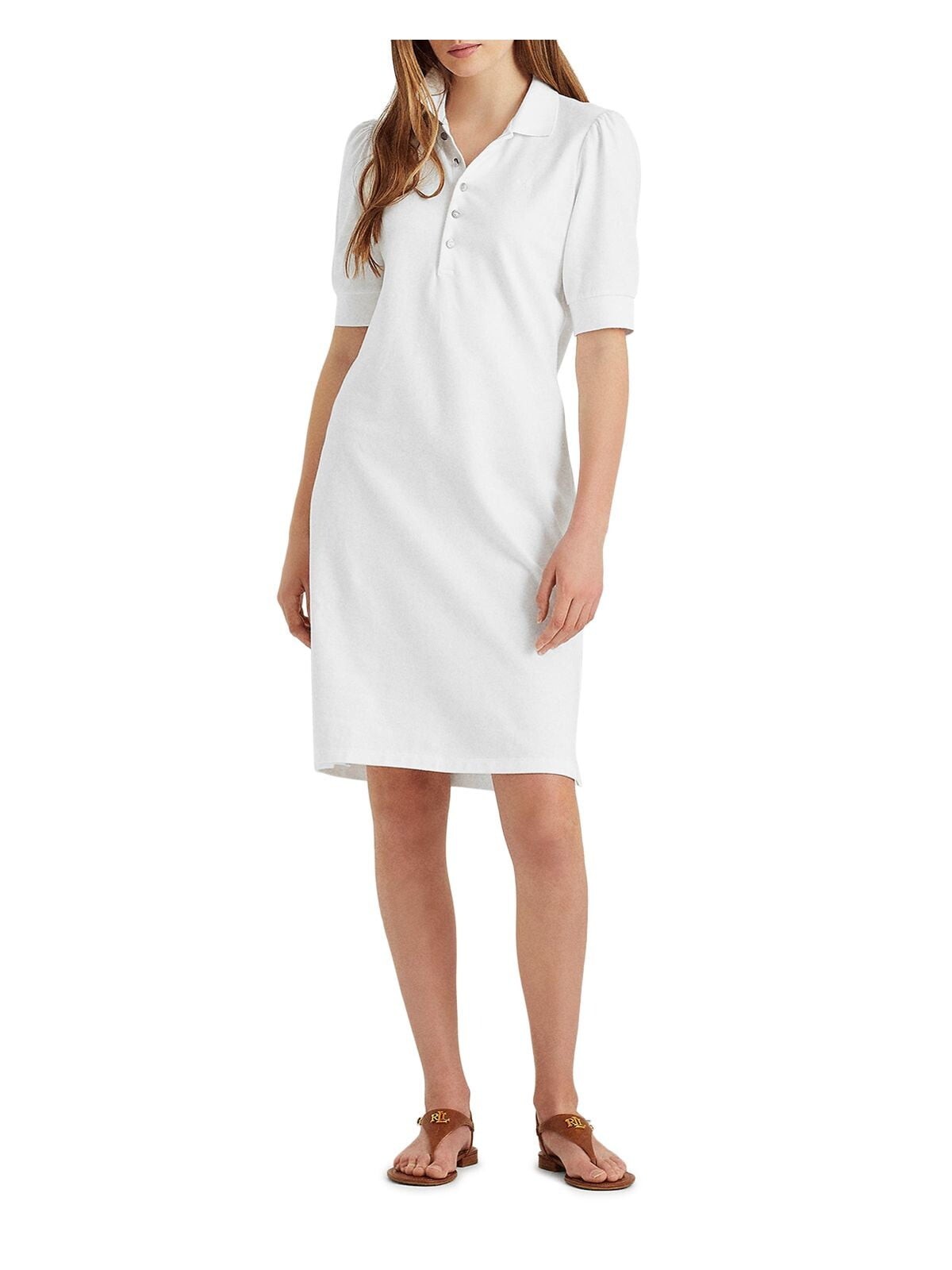 LAUREN RALPH LAUREN White Above The Knee To Work Shift Dress Size M Cotton $135