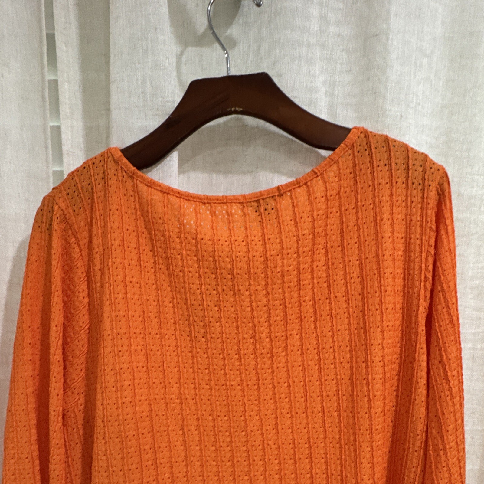 Boohoo Women’s Orange Solid Shift Midi Dress Long Sleeve Round Neck Knit US 20