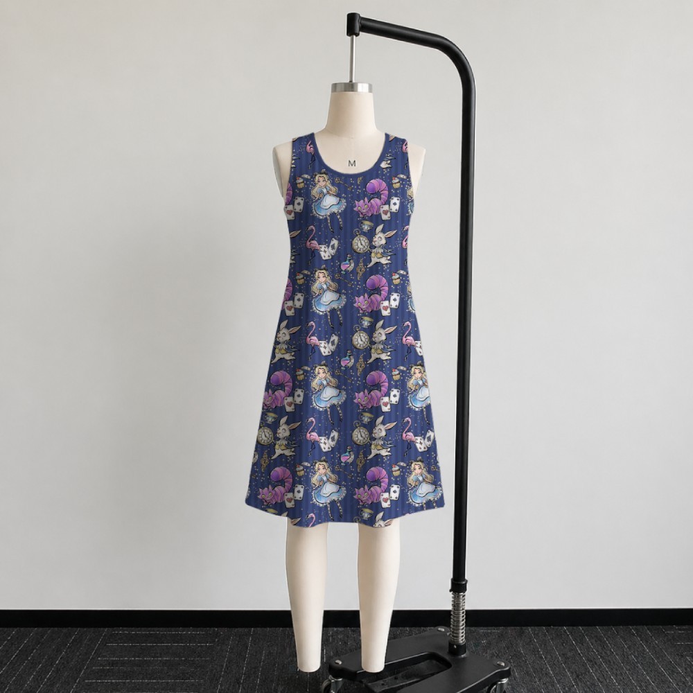 Women’s Alice in Wonderland Dress Disney Navy Kawaii All Over Print S-5XL US4-22