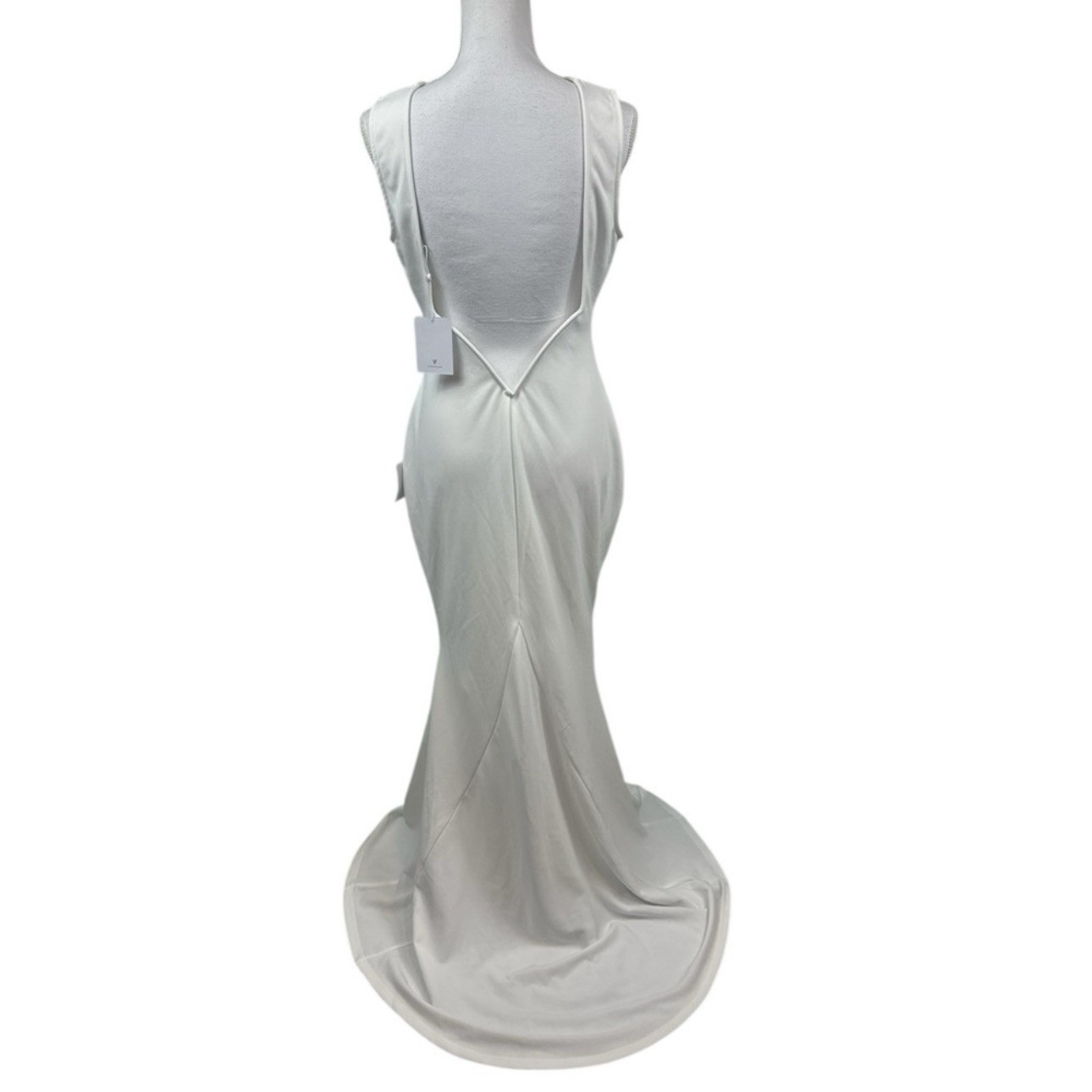 Lulus Va Va Voom White Backless Sleeveless Mermaid Maxi Dress Size Large NWT