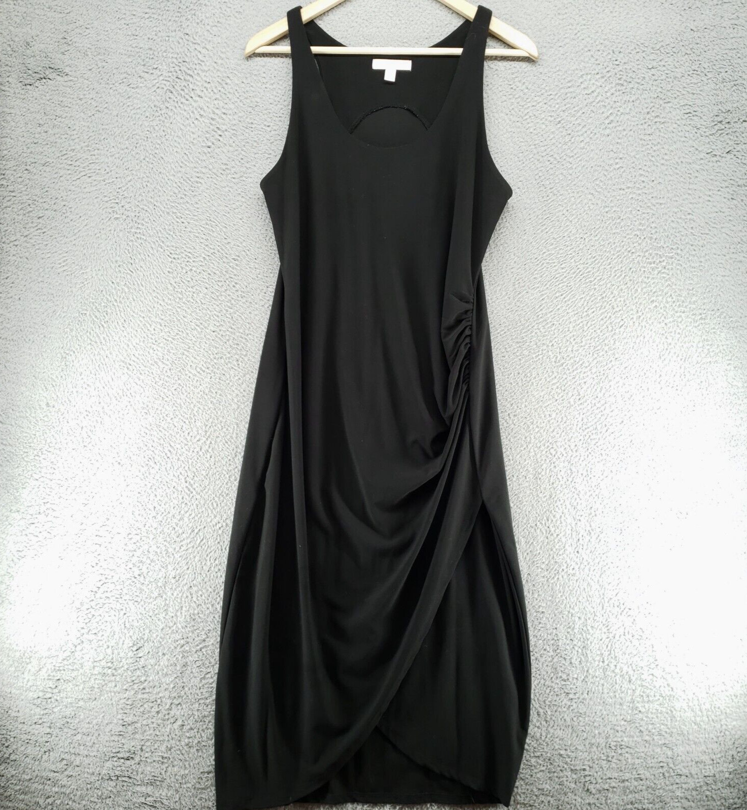 Chelsea28 Black Scoop Neck A-line Midi Stretch Pleated Dress Womens M Sleeveless
