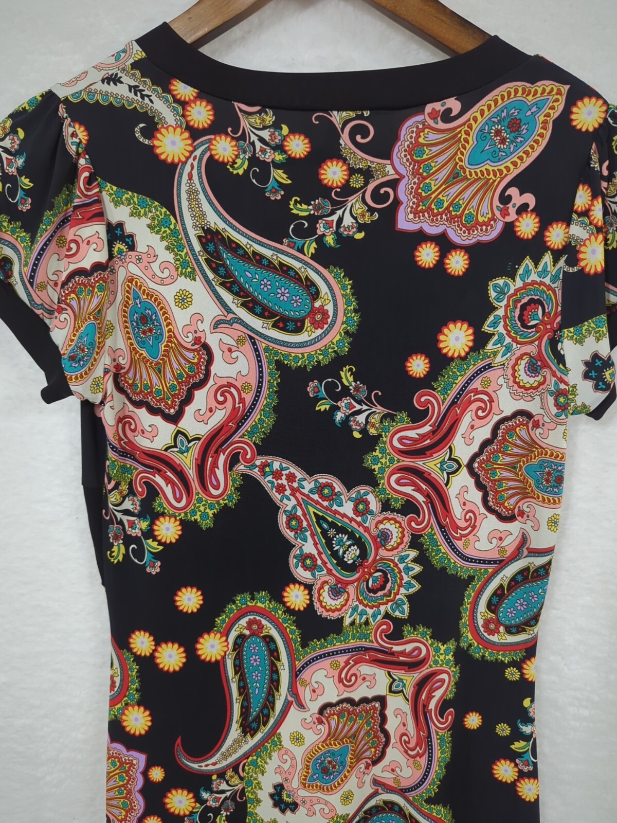 Lipstick Summer Dress Black Multicolor Paisley Design Made In USA Juniors Large
