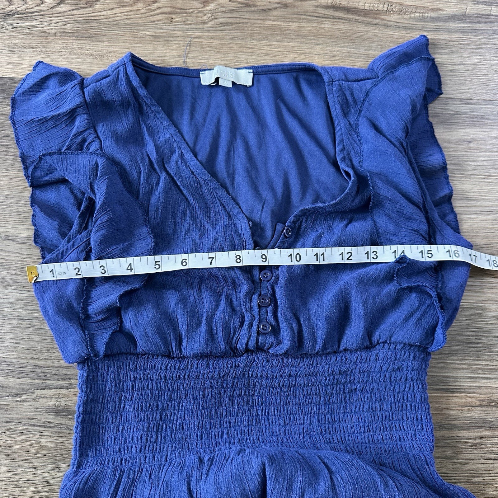 J GEE Tiered Midi Dress Boho Blue Sleeveless Dress Petite Large Flutter Sleeves