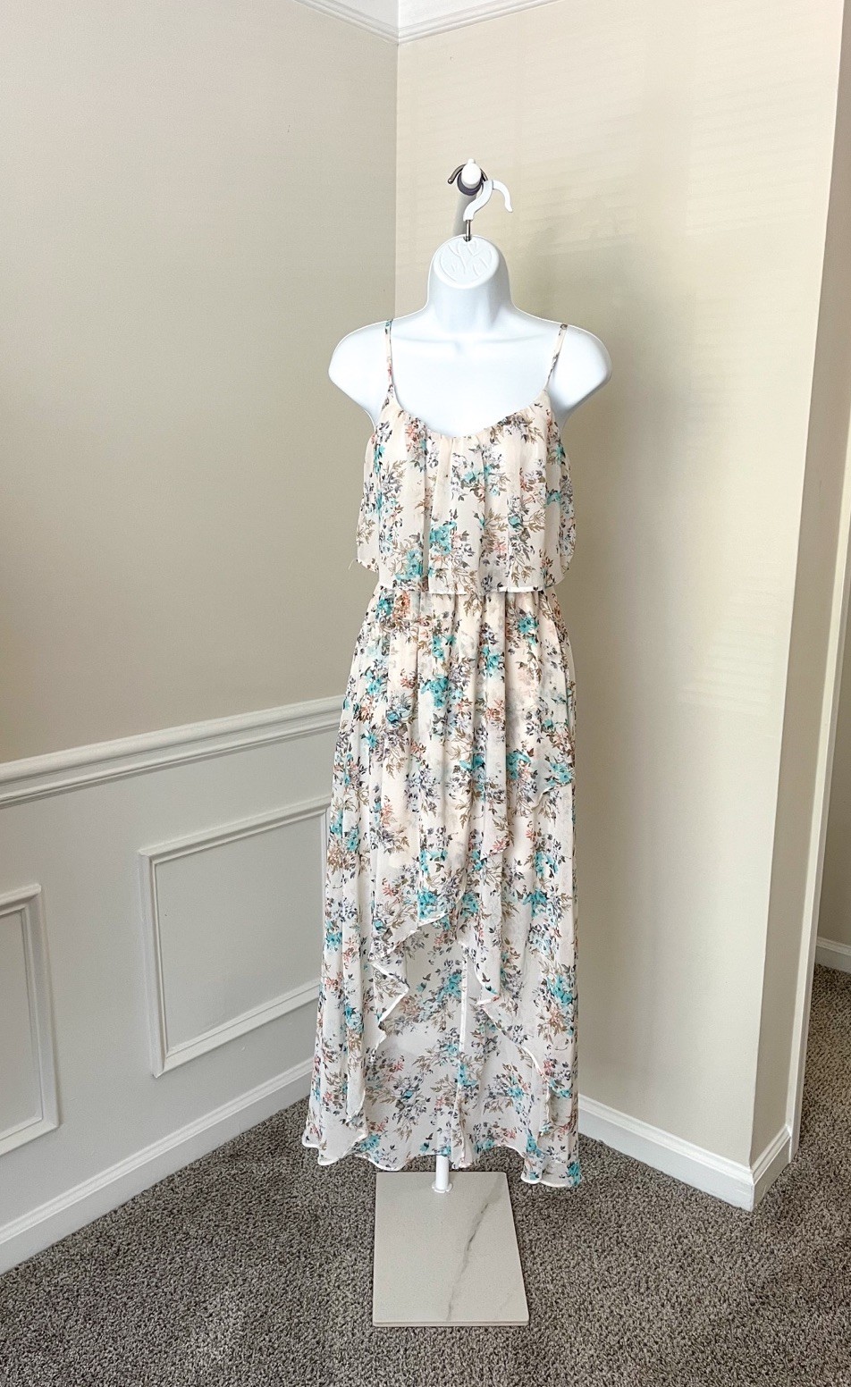 DISNEY Cinderella Collection Floral Hi Low Cottage Core Maxi Dress Women’s Small