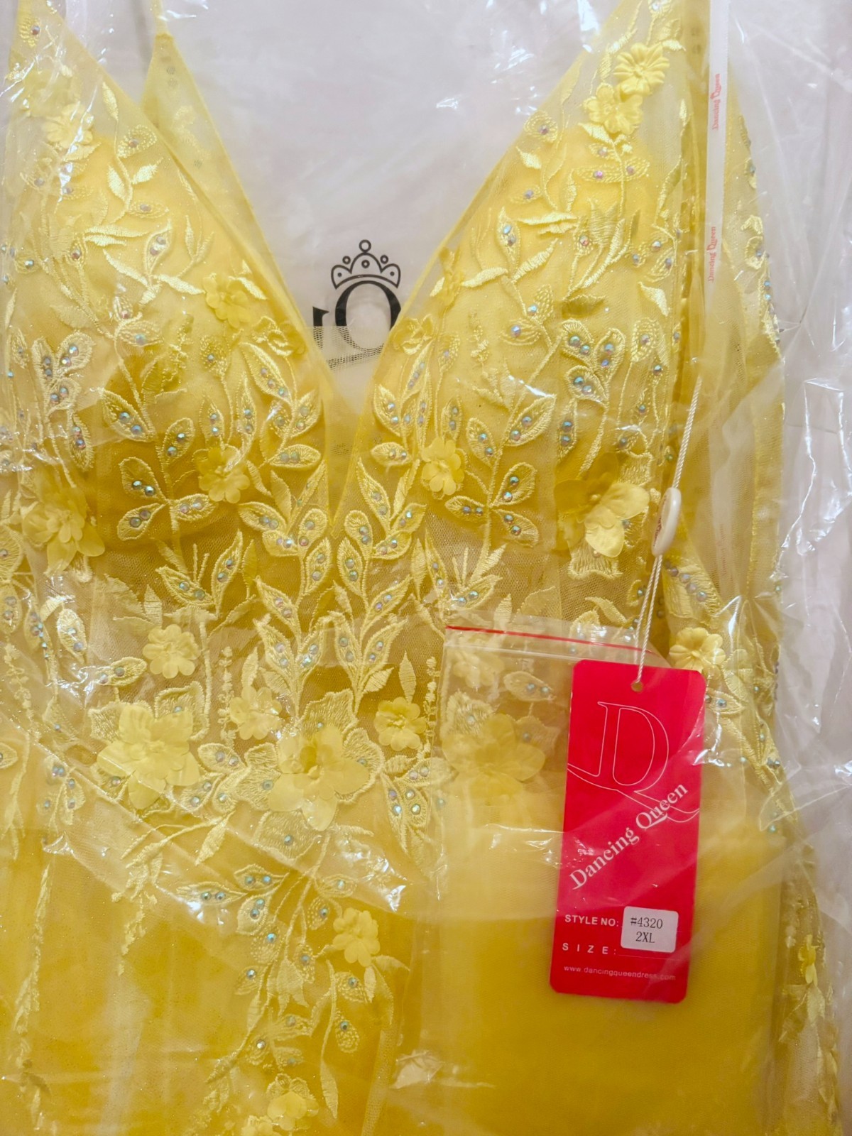NWT Dancing Queen Sheer Bodice Glitter Puffy Skirt Ball Gown Formal dress, 2XL