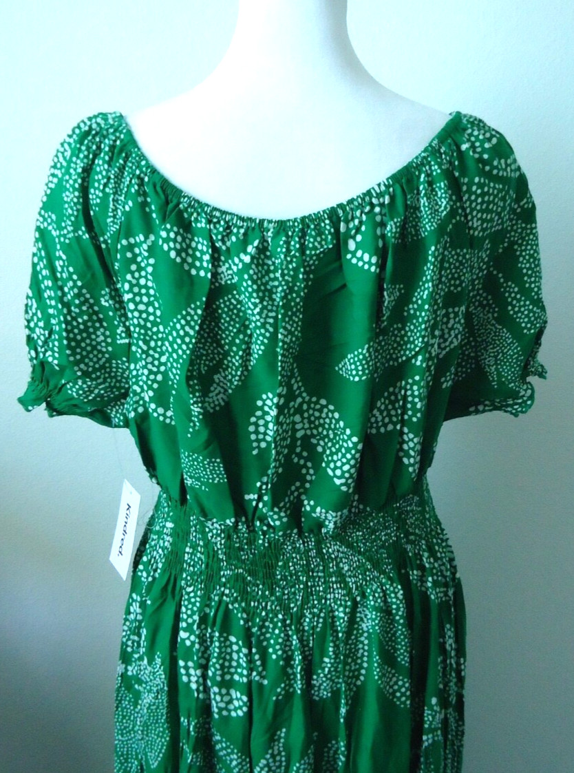 NWT Anthropologie Kindred Green Floral Print Long Dresses RN#166636 Size-PXL