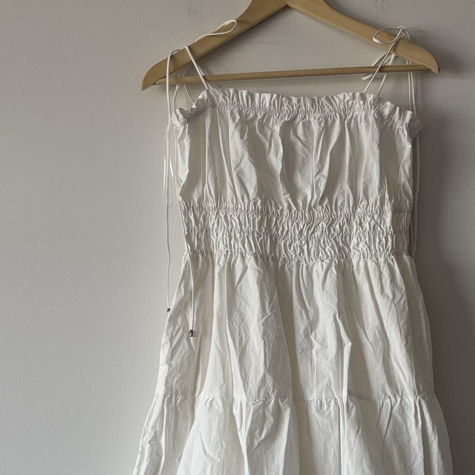 Billy J Cottagecore Milkmaid White Dress Midi Tie Straps Women’s Size 10 Event