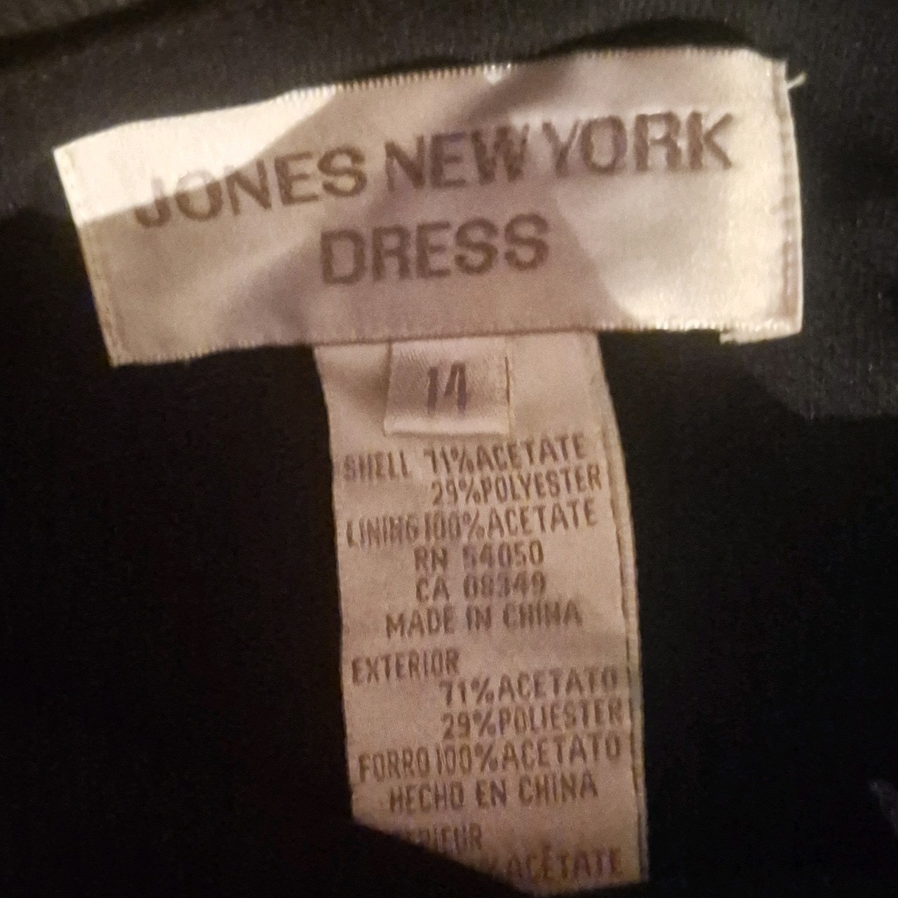 Jones New York Black Solid Round Neck Sleeveless Sheath Zip Knee Dress 14