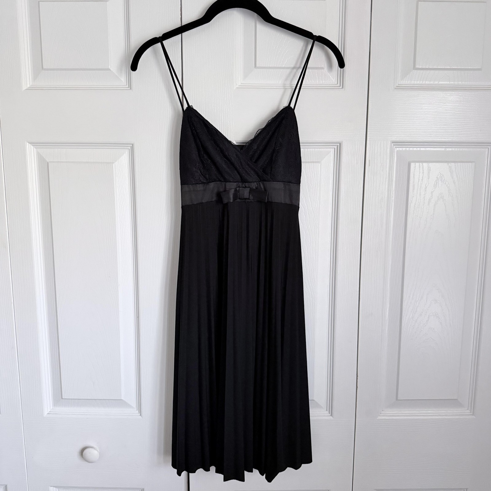B. Darlin Dress Juniors 7/8 Black Lace Pleated Fit & Flare Party Whimsigoth Prom