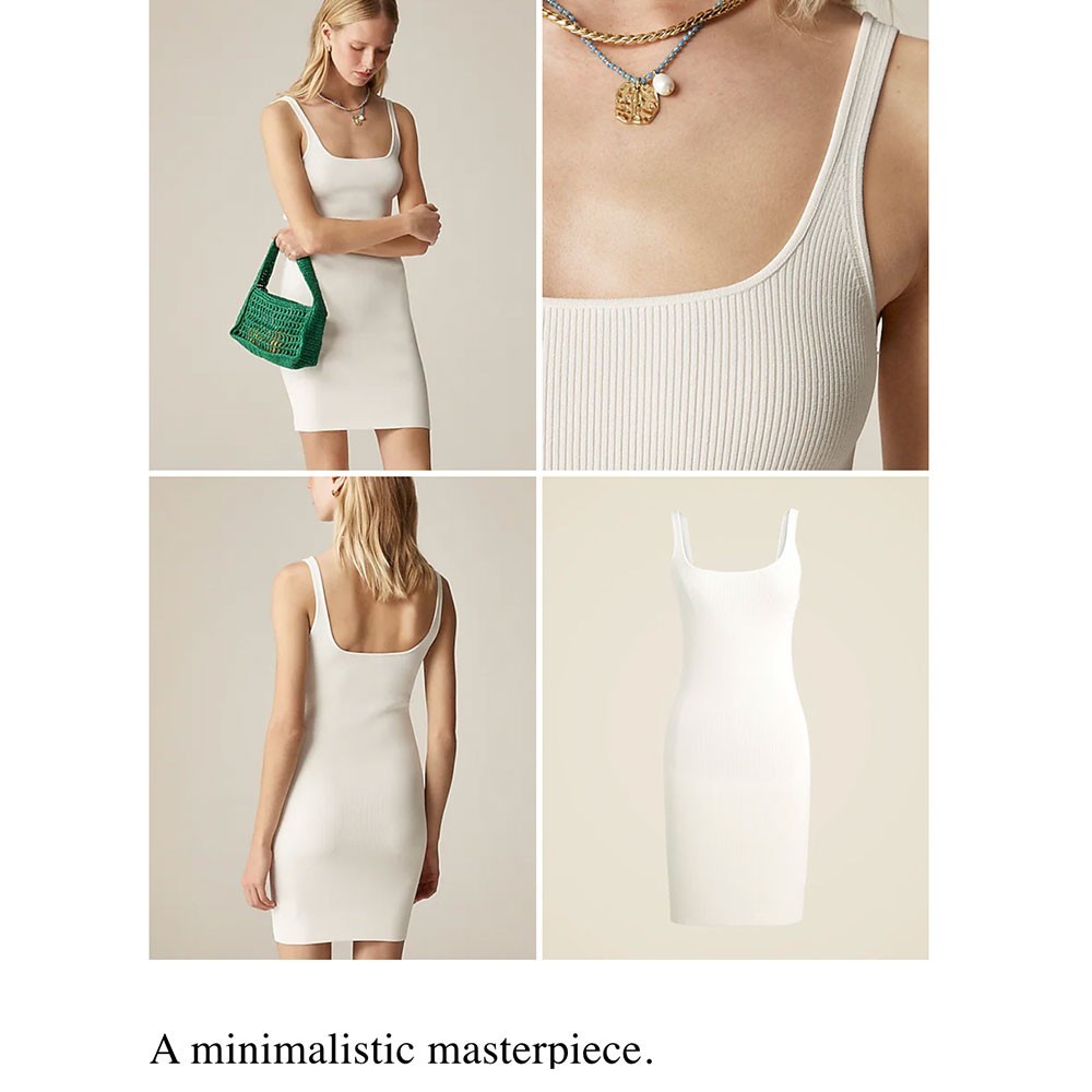 J Crew NWT $128 Sweater Tank Mini Dress in White | Sz S | Ribbed | Scoop Neck