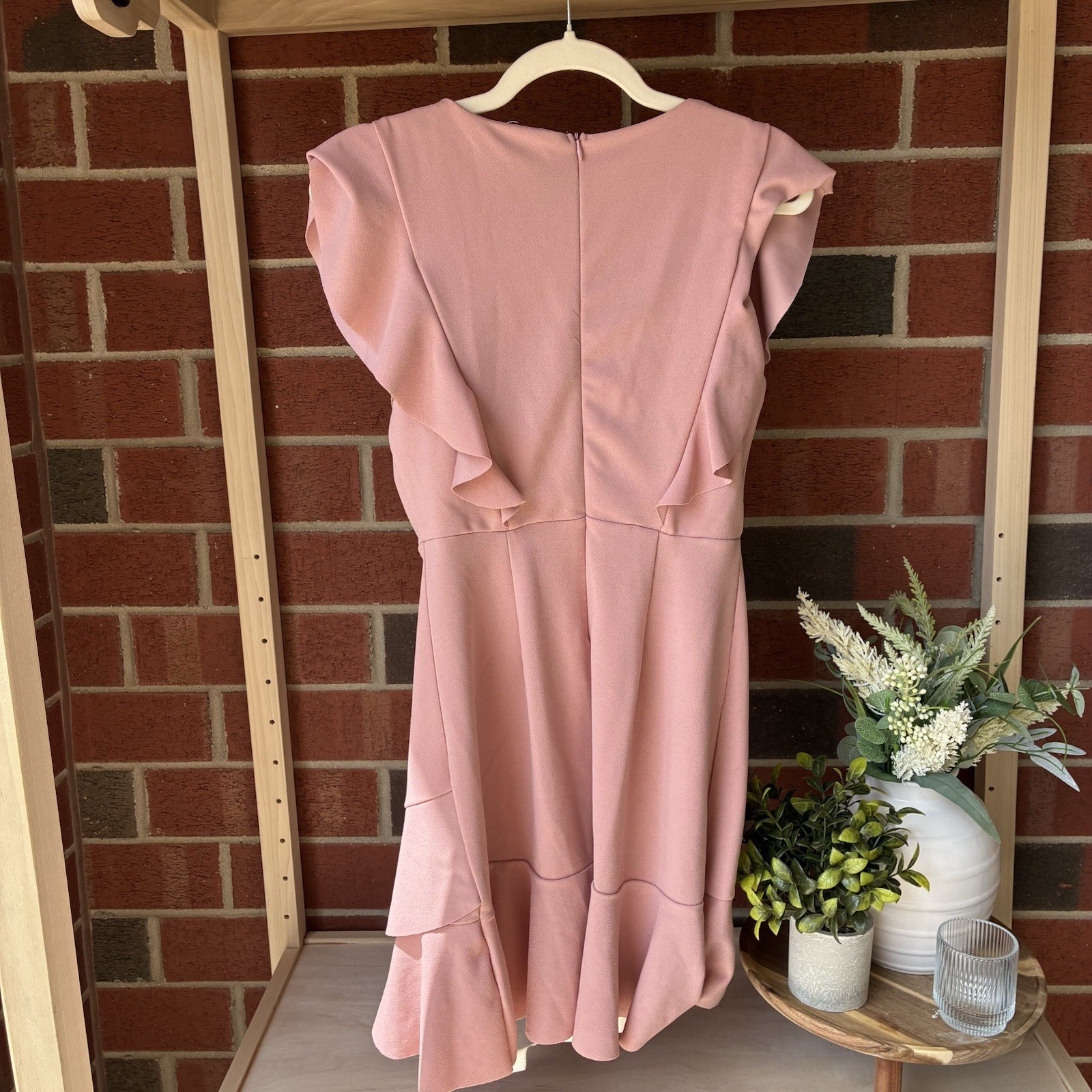 Altar’d State Short Sleeve Fit & Flare V Neck Dress Size Med Rose Pink Feminine