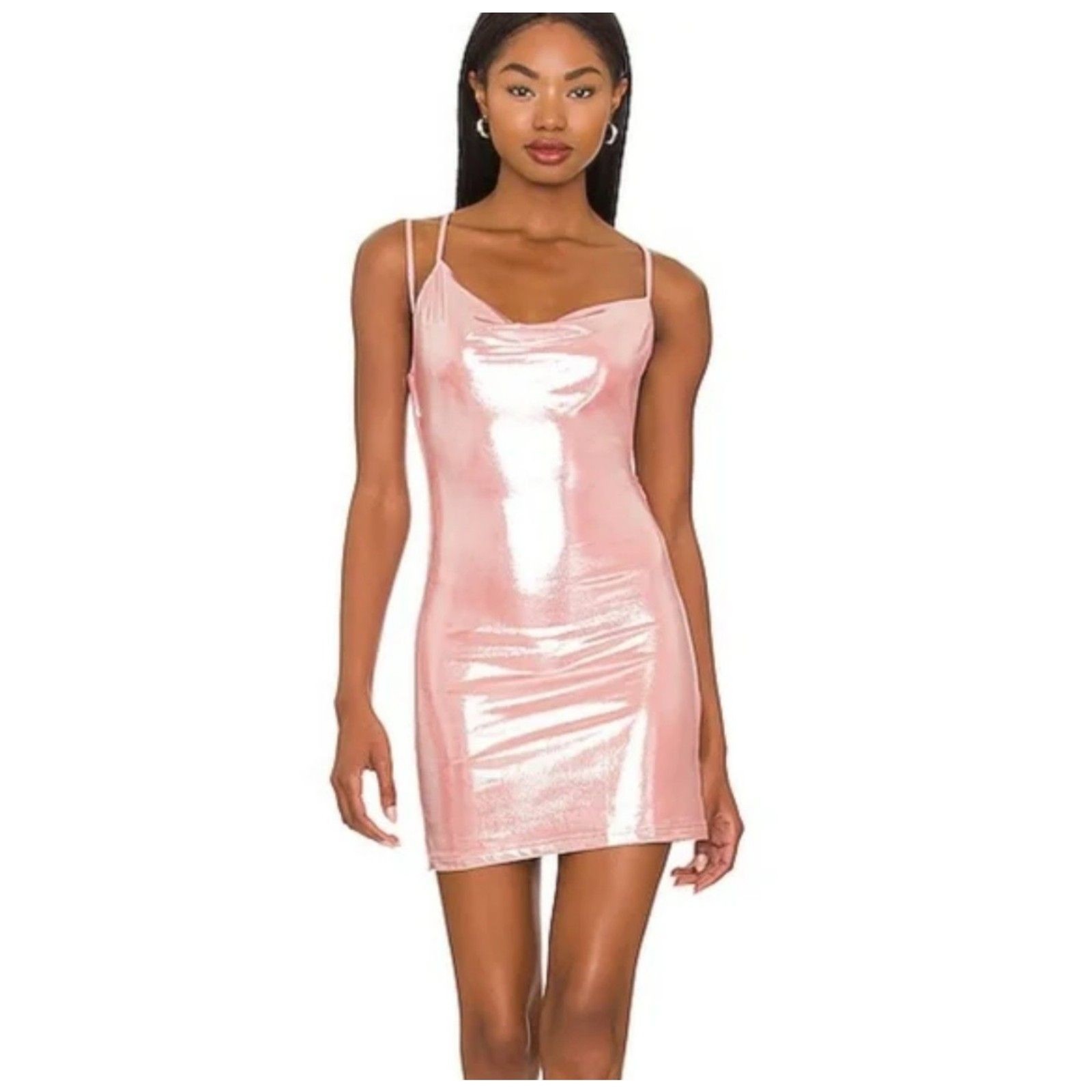 Superdown Pink Satin Slip Dress Y2K Club Party Bodycon Mini Dress Medium NWT