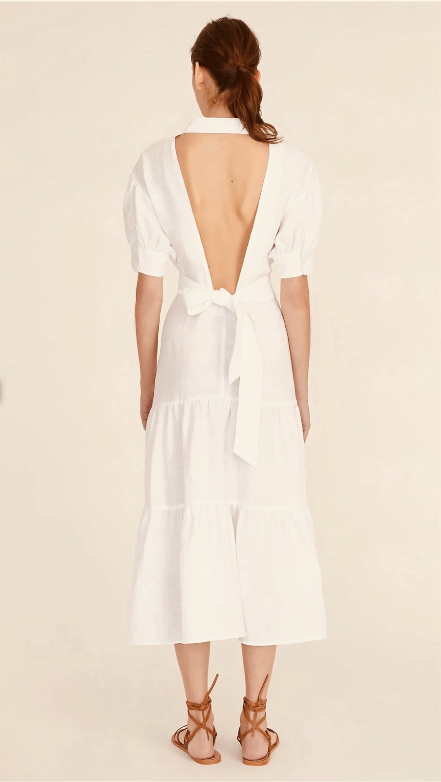 Marissa Webb Presley Linen U Back Button Down Midi Rosetta Color Dress $545 NWT