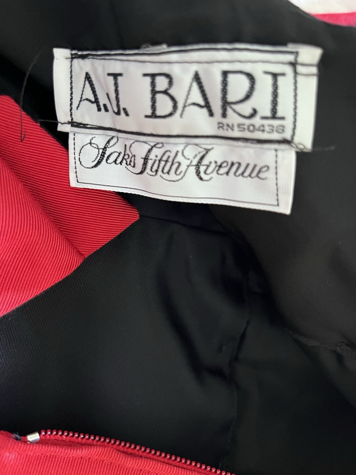 VTG! NWT! A.J. Bari For Saks Fifth Ave |Red Strapless Peplum Dress | Size: 4
