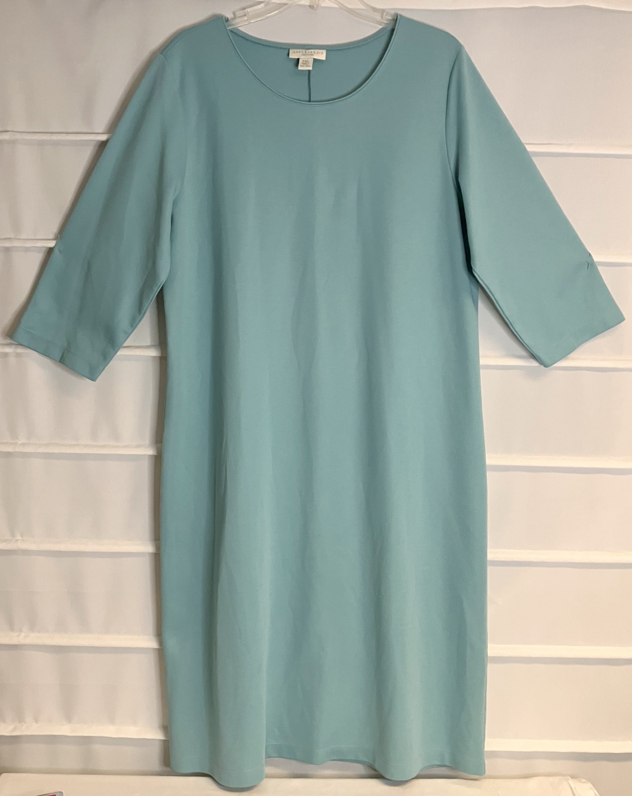 Appleseed’s Petites Green Polyester Cotton Blend 3/4 Sleeve Pullover Dress PXL