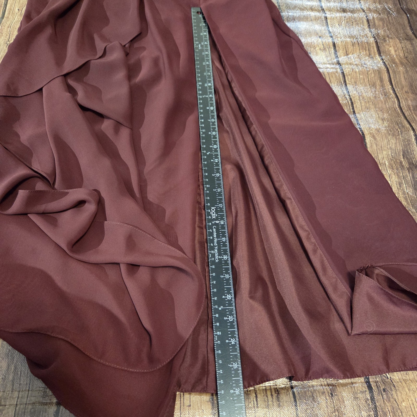 Stacees One Shoulder Chiffon Long Formal Dress Womens 2 Cabernet Front Slit