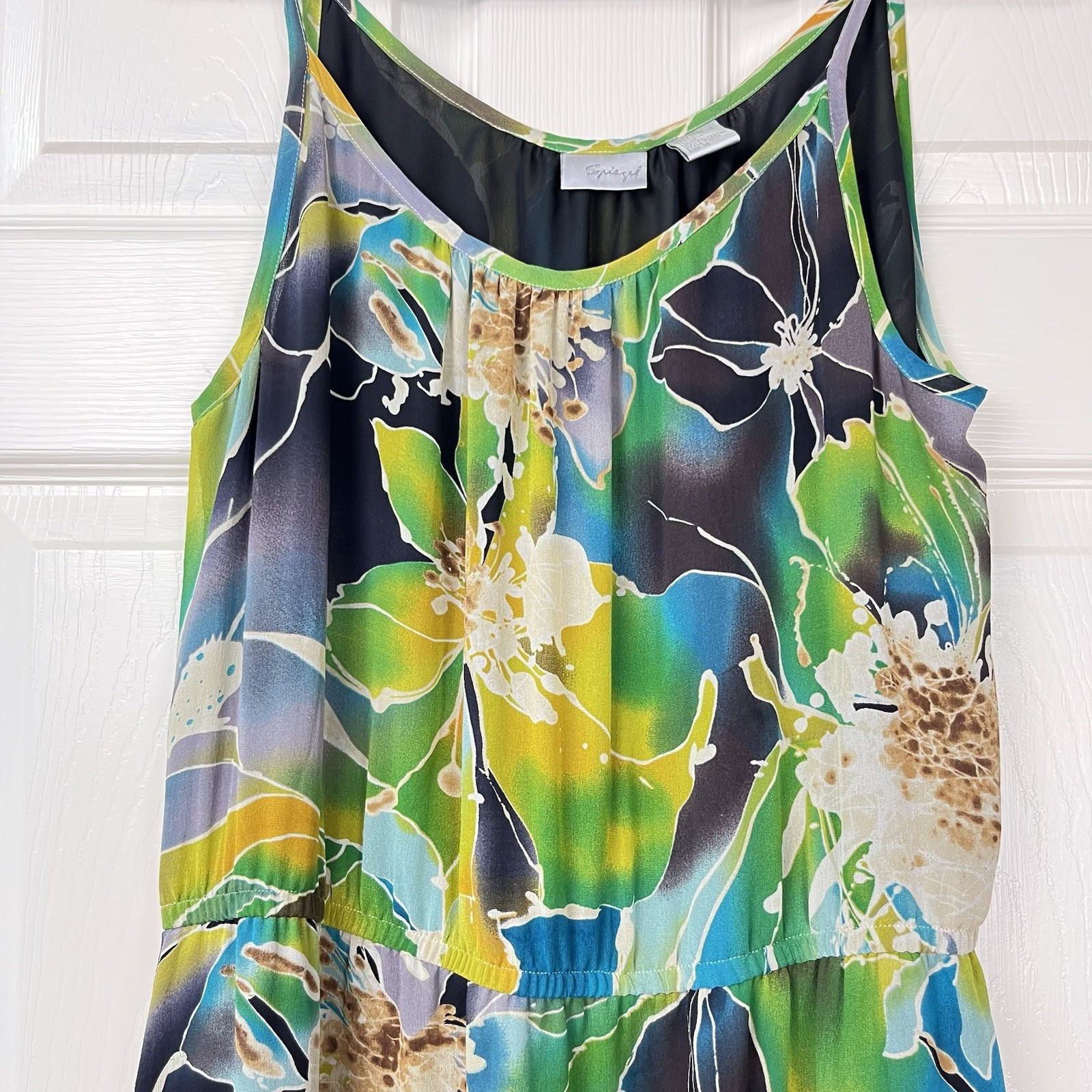 Spiegel Floral Tiered Silk Maxi Slip Dress Sleeveless 14