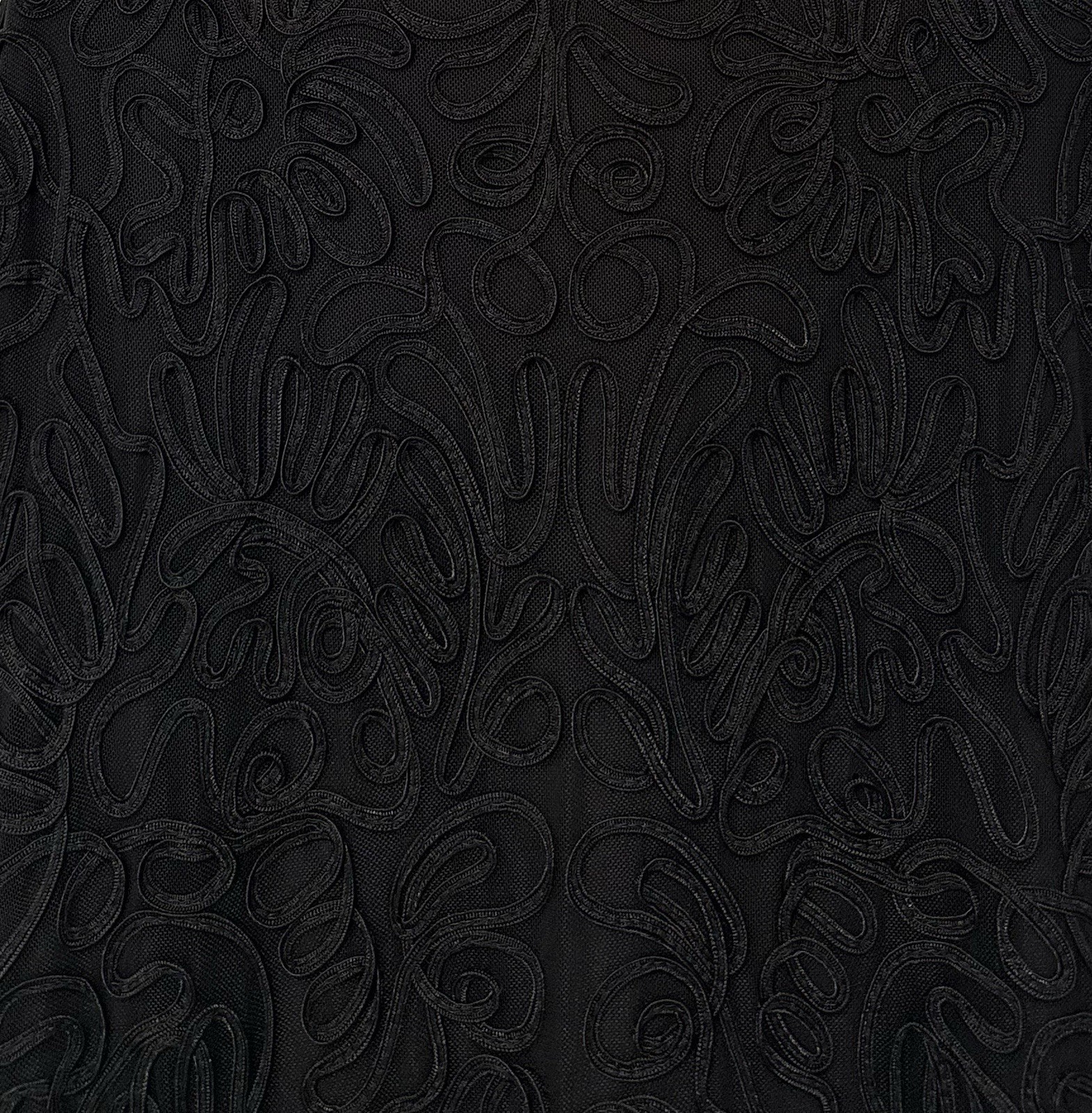 CC – SIZE 14 – BLACK NET APPLIQUE FITTED SLEEVELESS OCCASION DRESS – LACE SHIFT