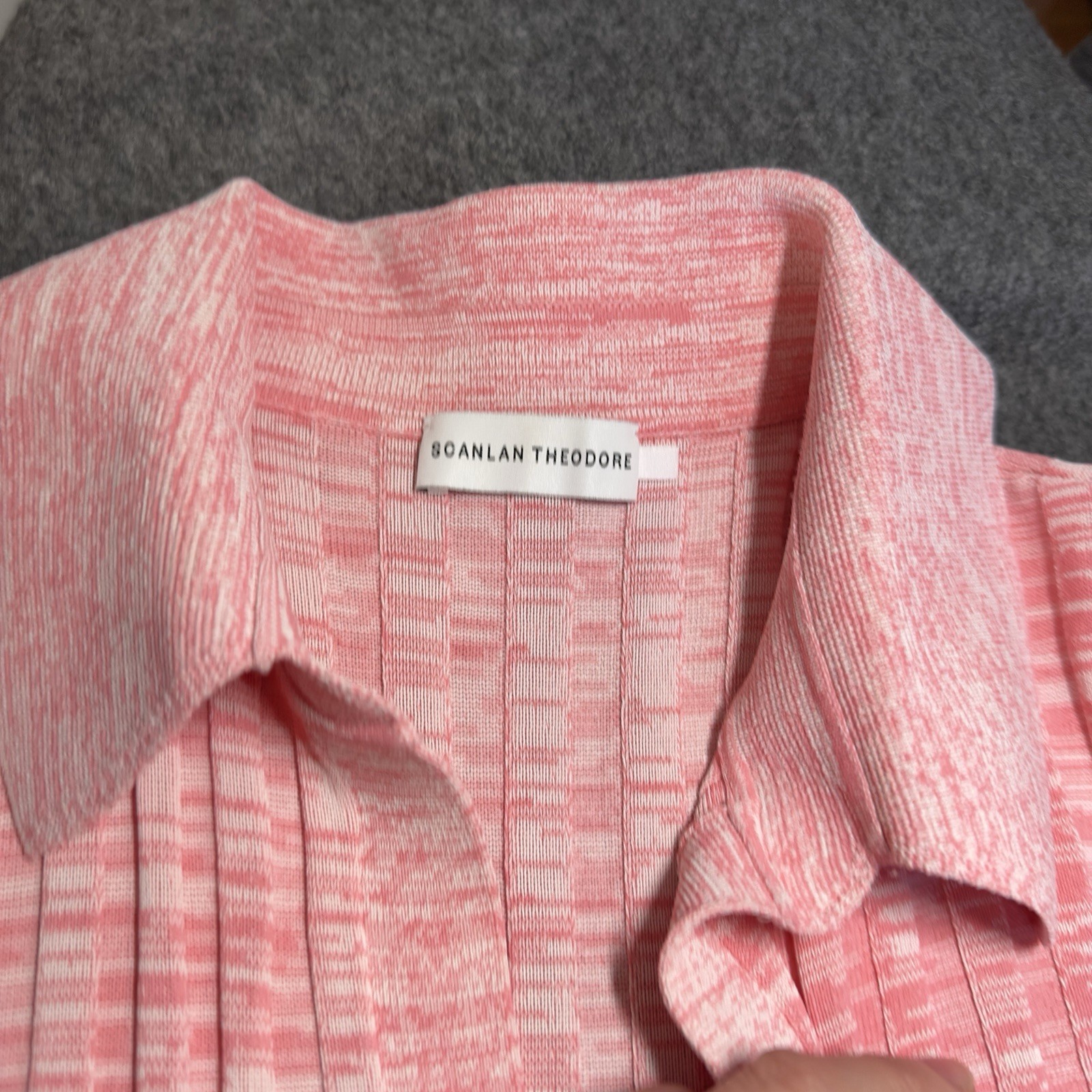 Scanlan Theodore Pleated Rib Placket Dress Pink Pastel VGC RRP$900 Size M