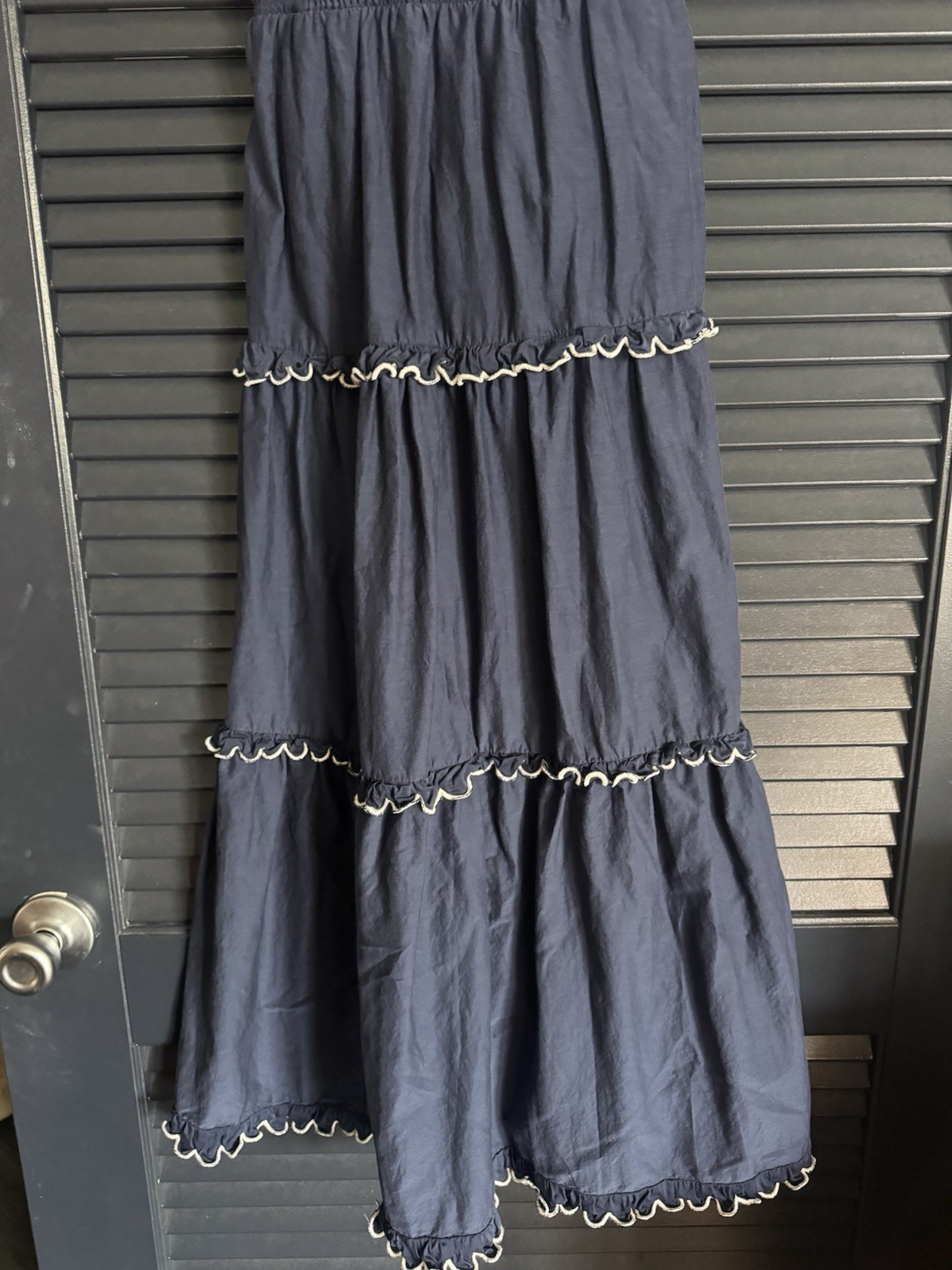 Ann Taylor Navy Square Neck Smocked Strappy Lined Maxi Dress XXSP Petite