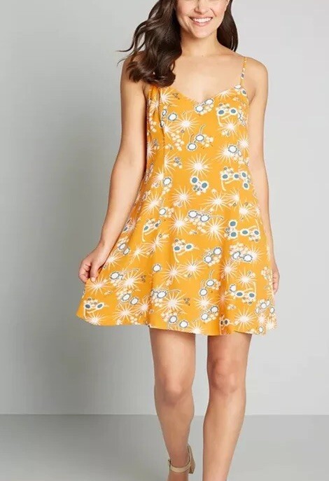 ModCloth On Cloud Nineties Shift Dress Sundress Midi Size XS $59 Adjustable