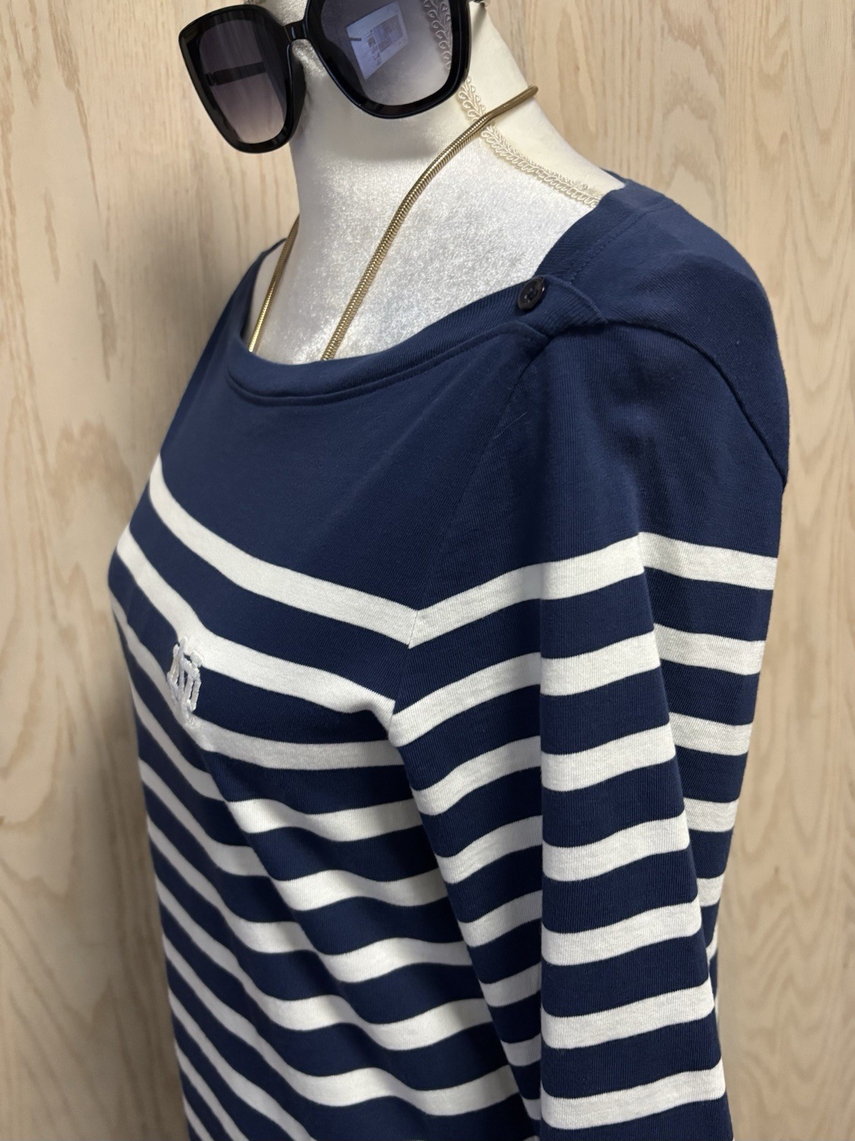 LADY IRISH Peter Millar Pima Cotton Classic Striped Navy Sweatshirt Dress Sz M.