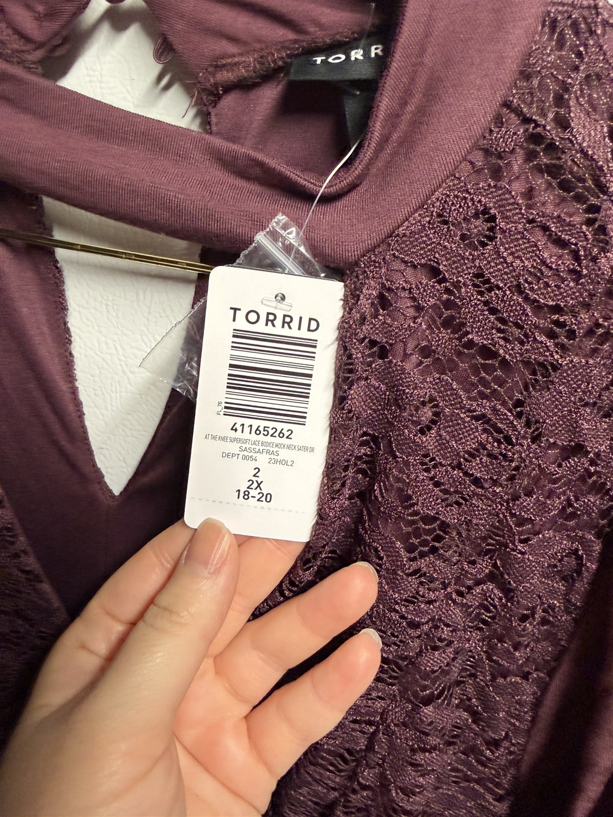 Torrid At The Knee Super Soft Lace Bodice Mock Neck Skater Dress 2X