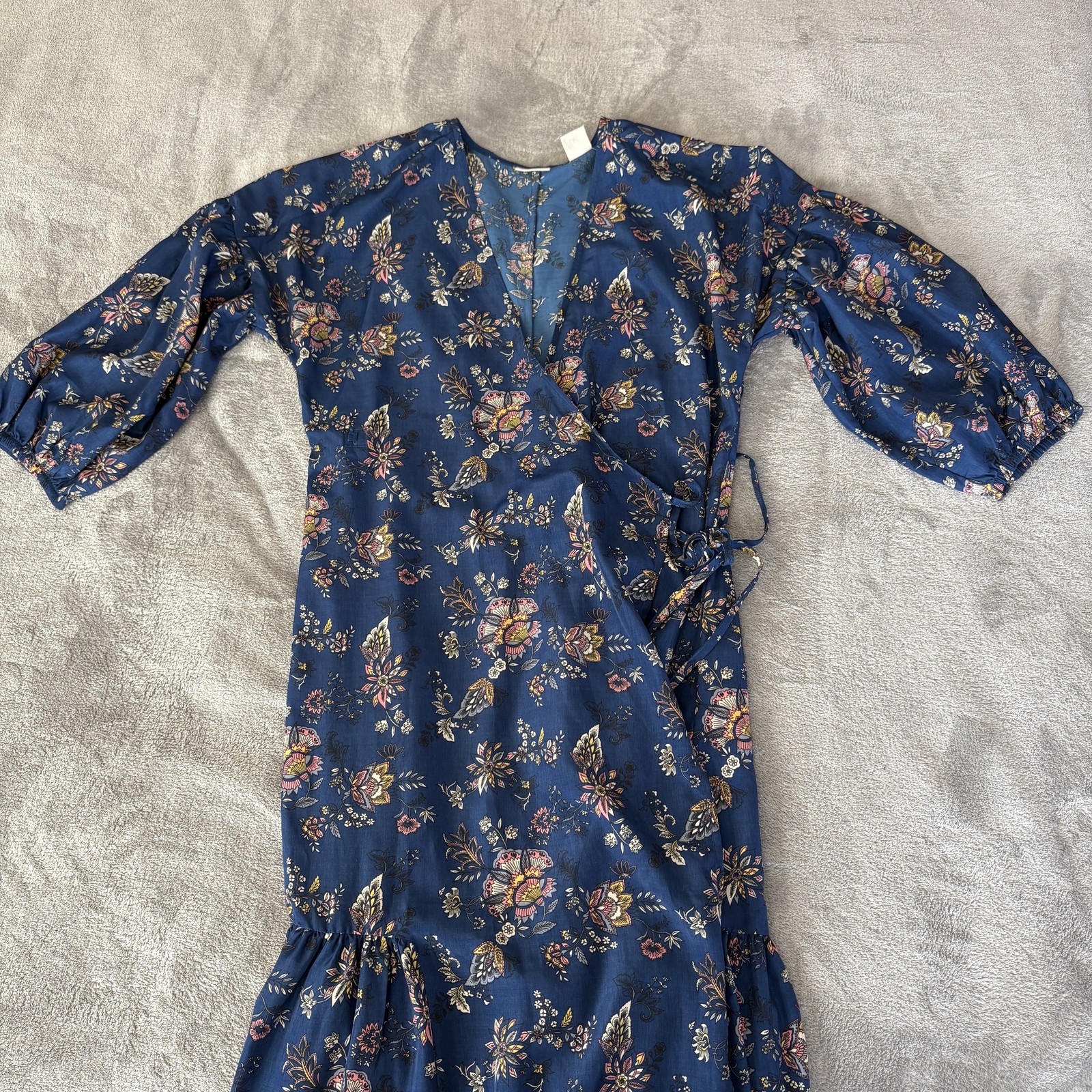 Levi’s Dress Womens XS Blue Floral Wrap Tie Midi Long Sleeve Lightweight New Tag