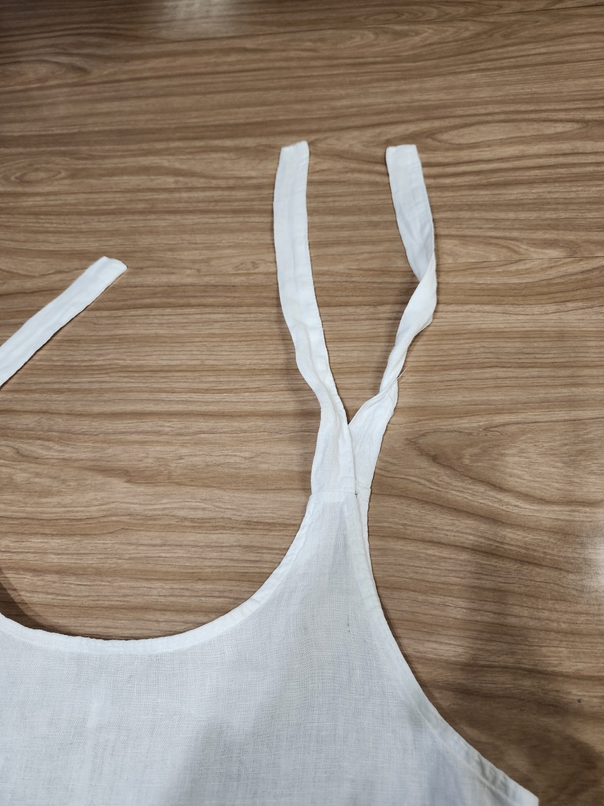 Valentina Naldi Dress 100% Linen Small Made In Italy White Long Tie Shoulders