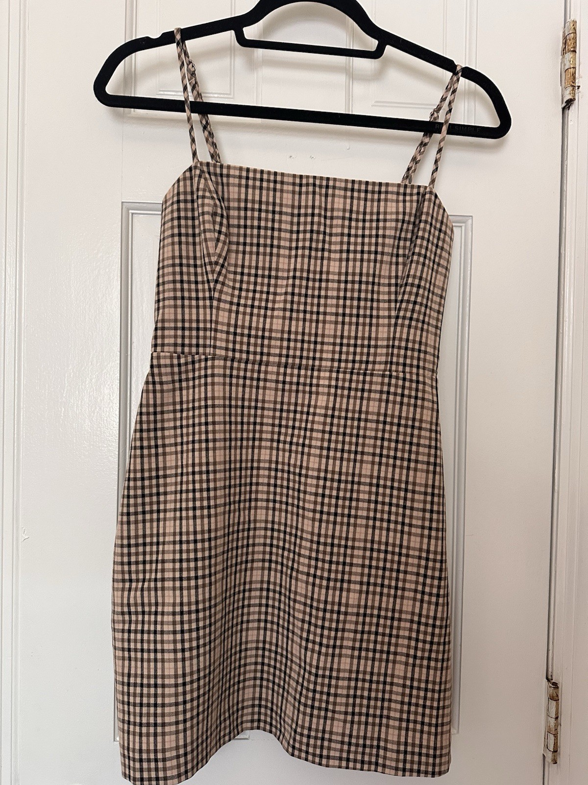 Wilfred Classic Gingham Mini Dress Size 2 Tan Brown Black