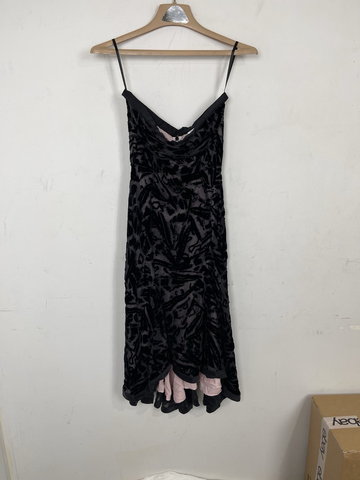 Diane Von Furstenberg Dress 2 Velvet Burnout Fairy Gothic Witchy Strapless Black
