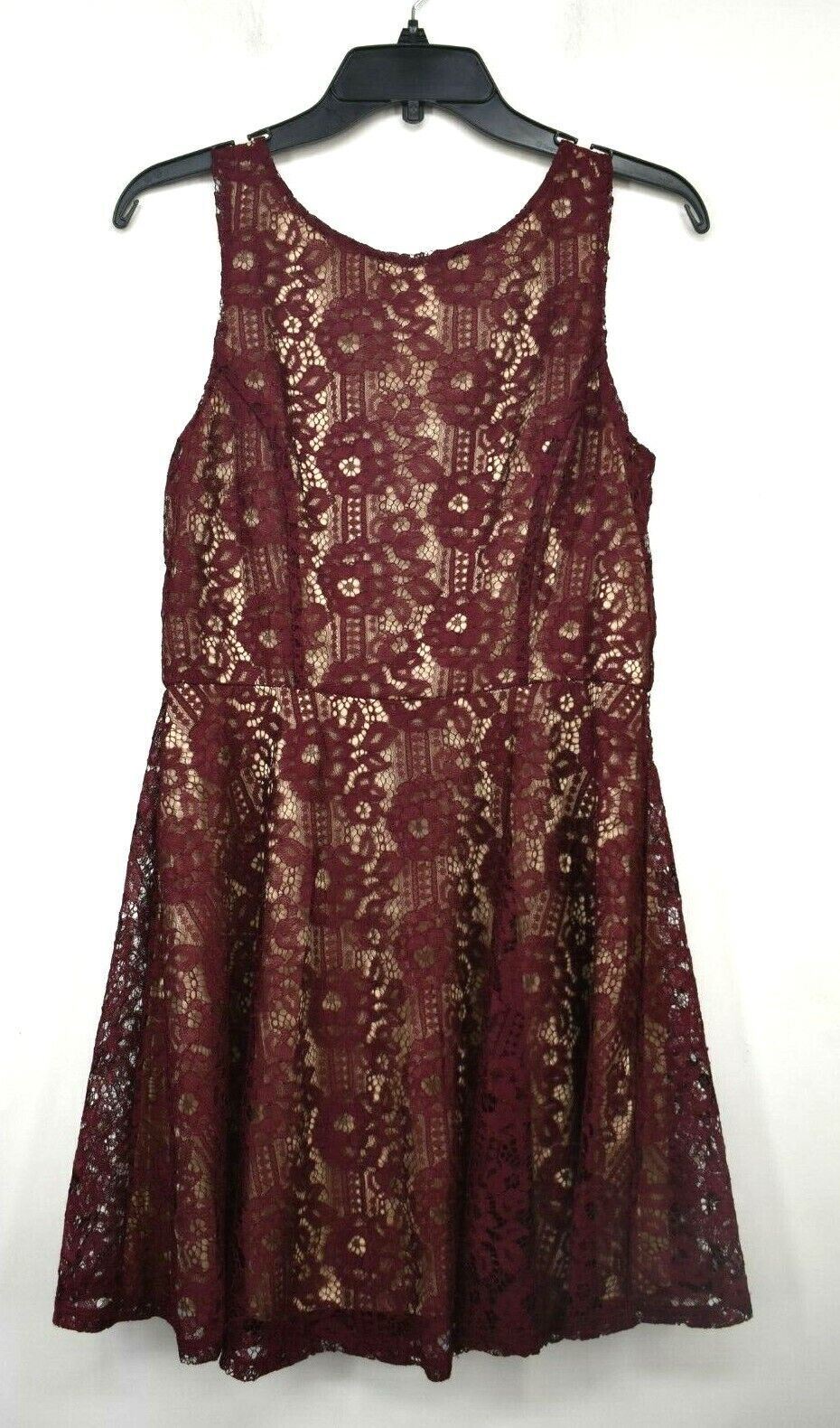 Speechless Womens All Over Lace Skater Dress Mini Zipper Closure Sleeveless L