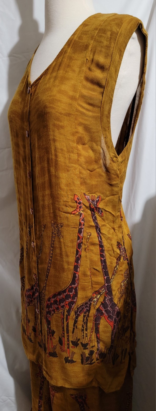 BLACK MAGIC BOHO STYLE 2 PC WOMEN XL TOP /MATCHING SKIRT/BROWN & PRETTY GIRAFFES