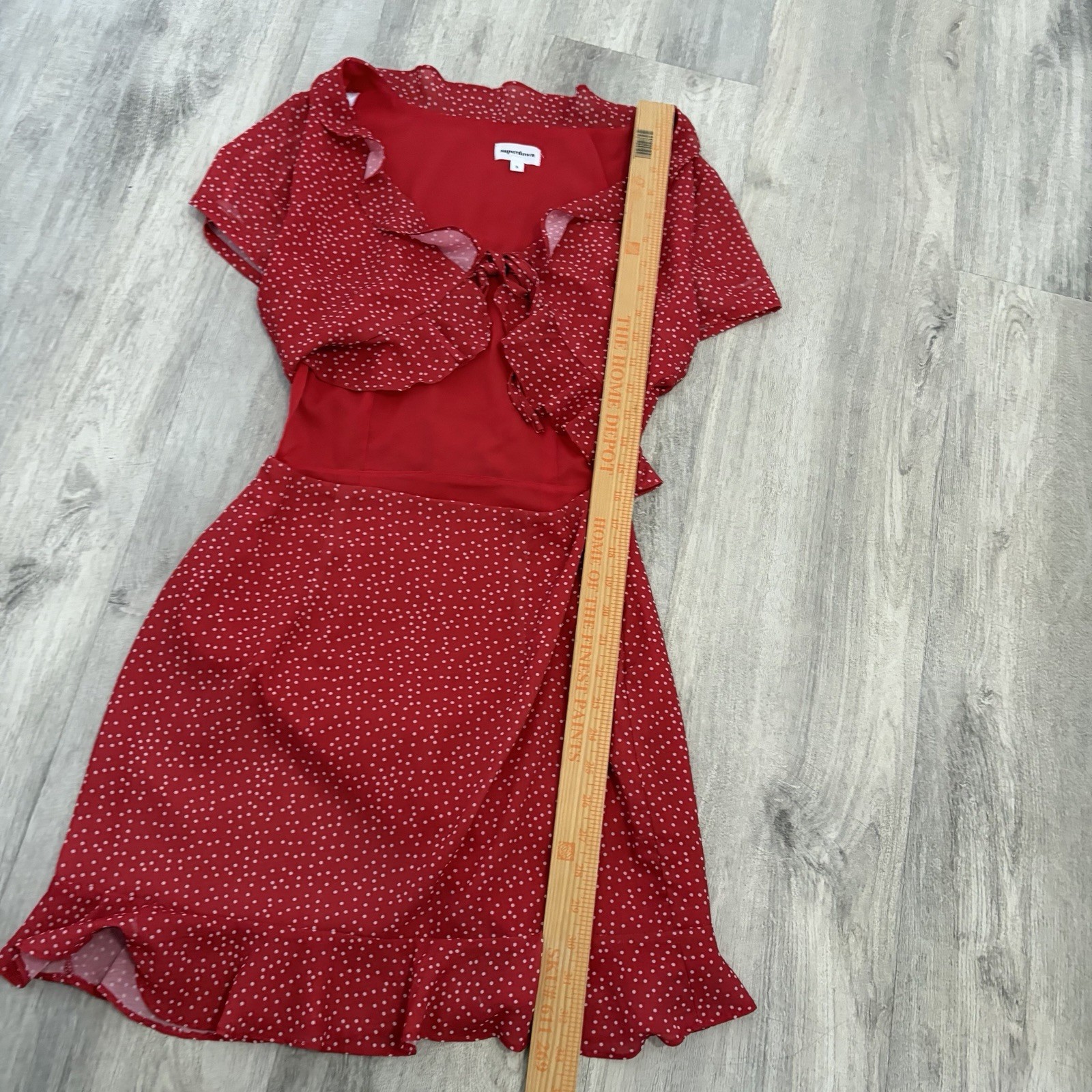 Superdown Mercy Polka Dot Mini Dress Red Cut-Out Revolve Womens S Picnic Flaw