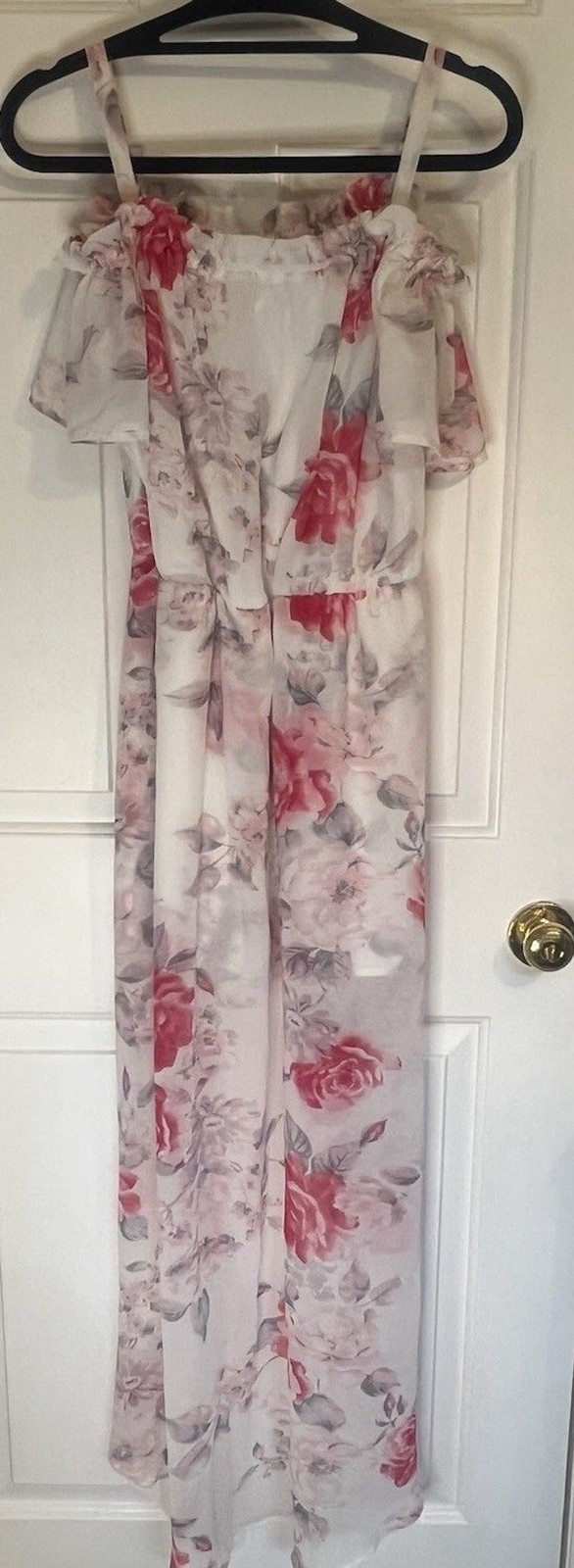 As U Wish Floral Boho Maxi Dress Romper Medium Cream Pink Sun Dress