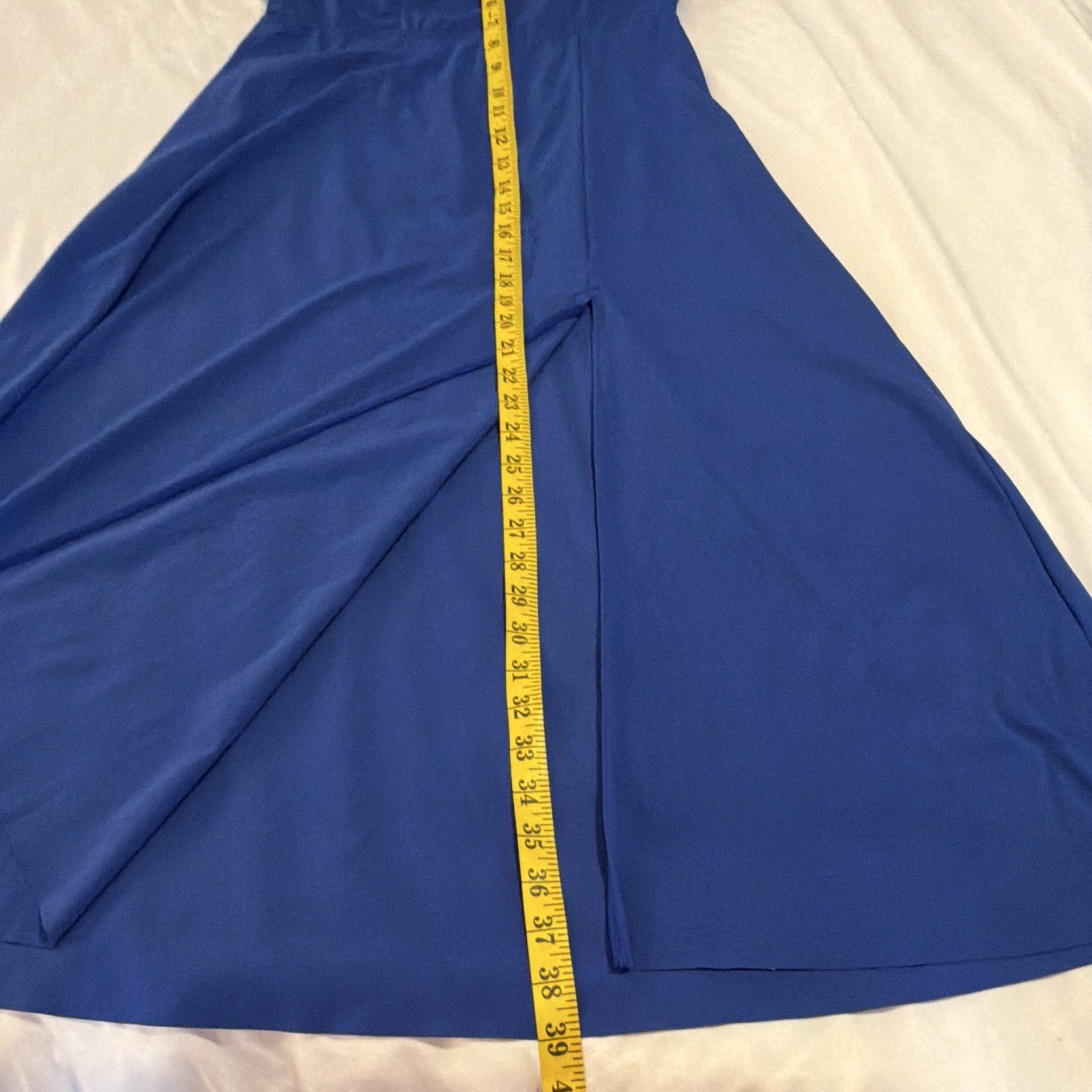 Halara Blue zip-pocket, twist back midi with built-in bra & front slit