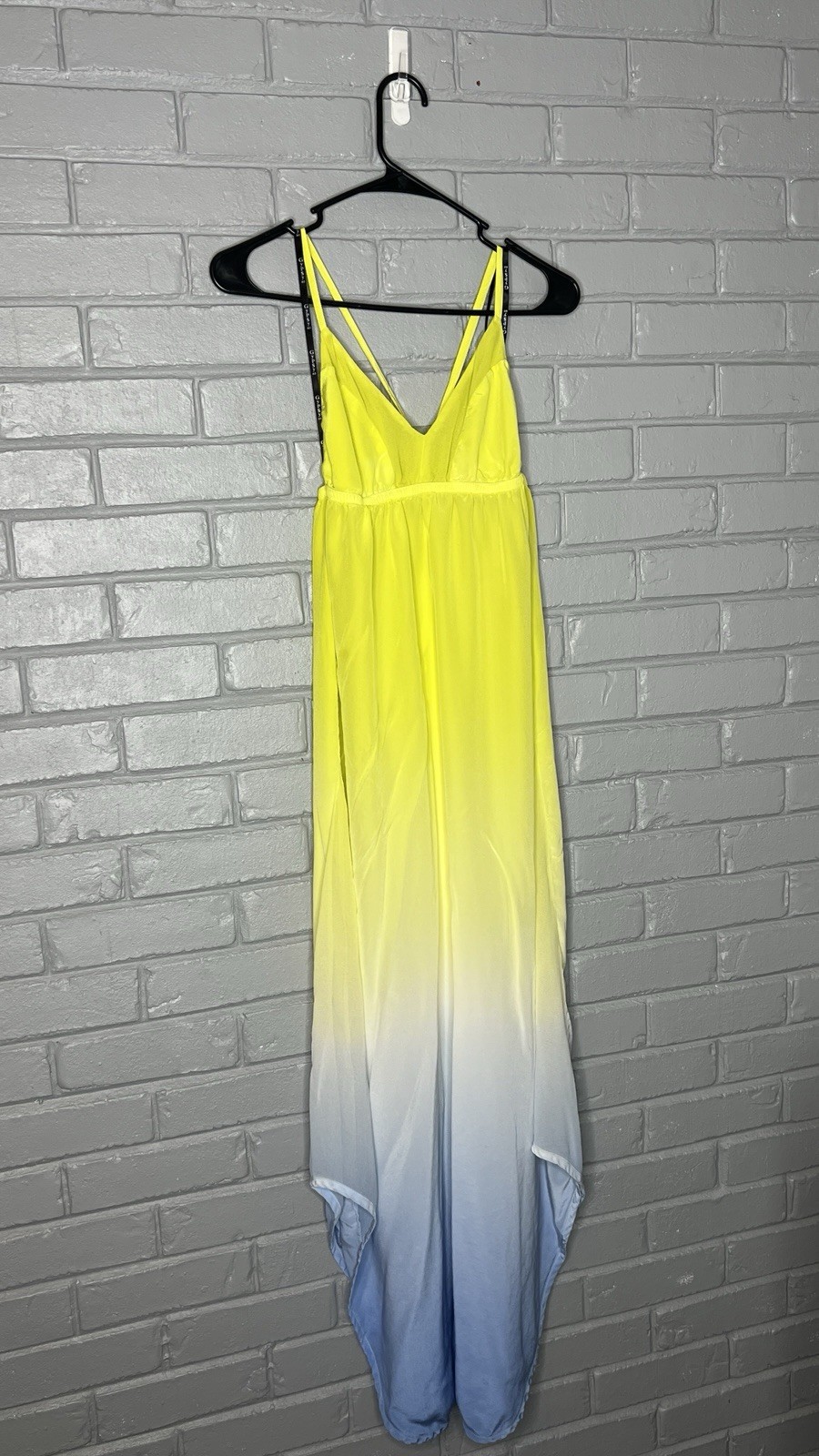 Gypsy 05 Triangle Spaghetti Panel V-Neck Cami Dress in Sky & Lime Size XS