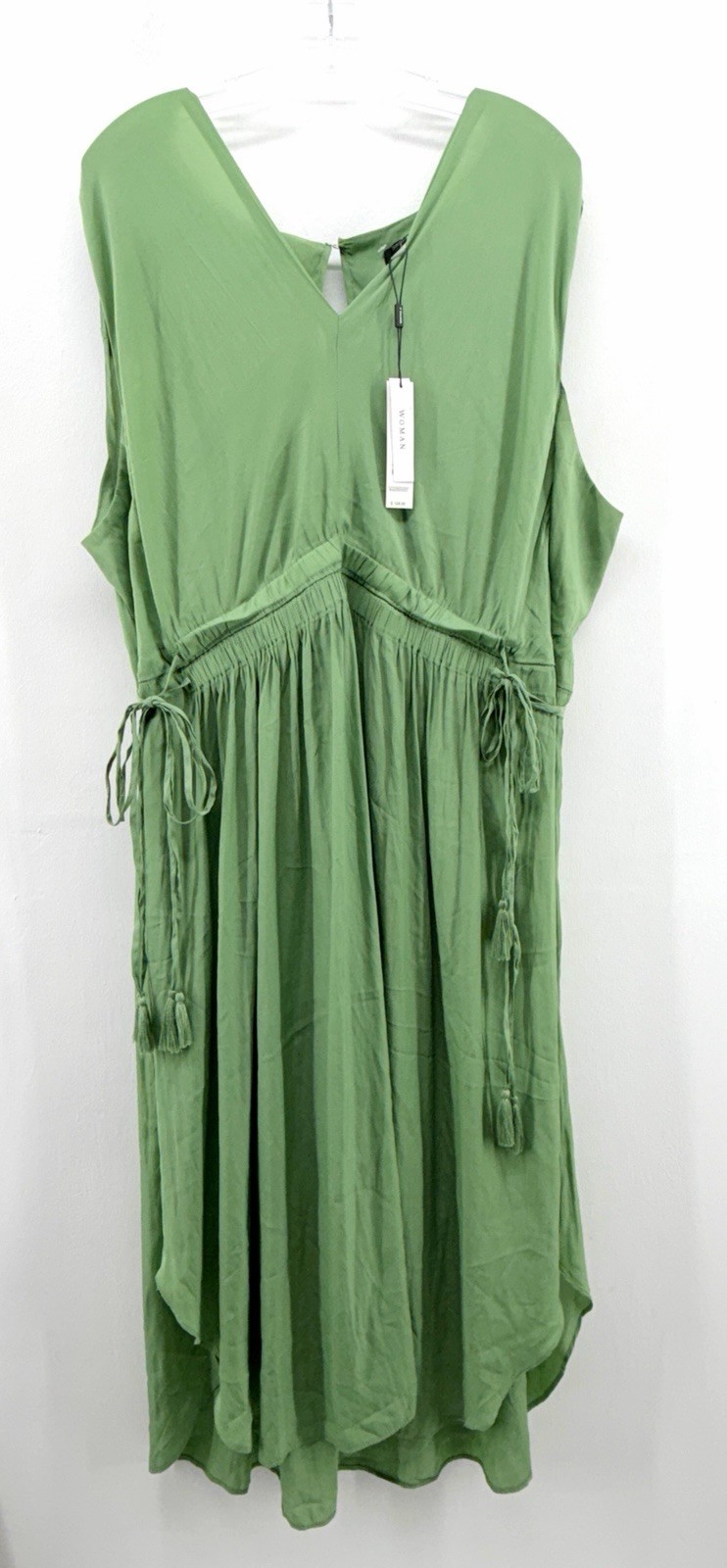 NWT Tahari Womens Green Sleeveless Boho V-Neck Summer Dress Size 3X *small Defec