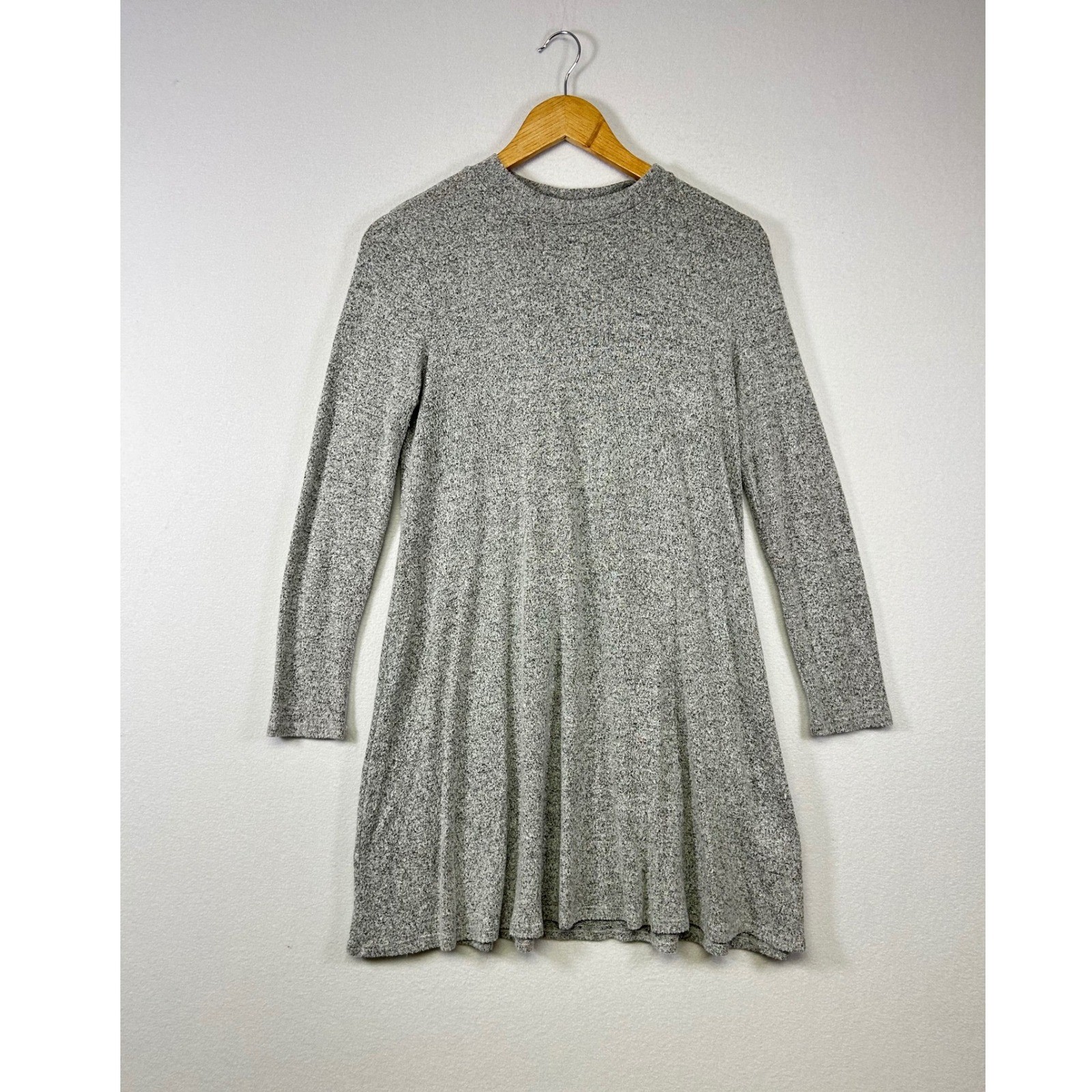 Minimalist Potter’s Pot Women Small Gray Marl Long Sleeve Knit Skater Mini Dress