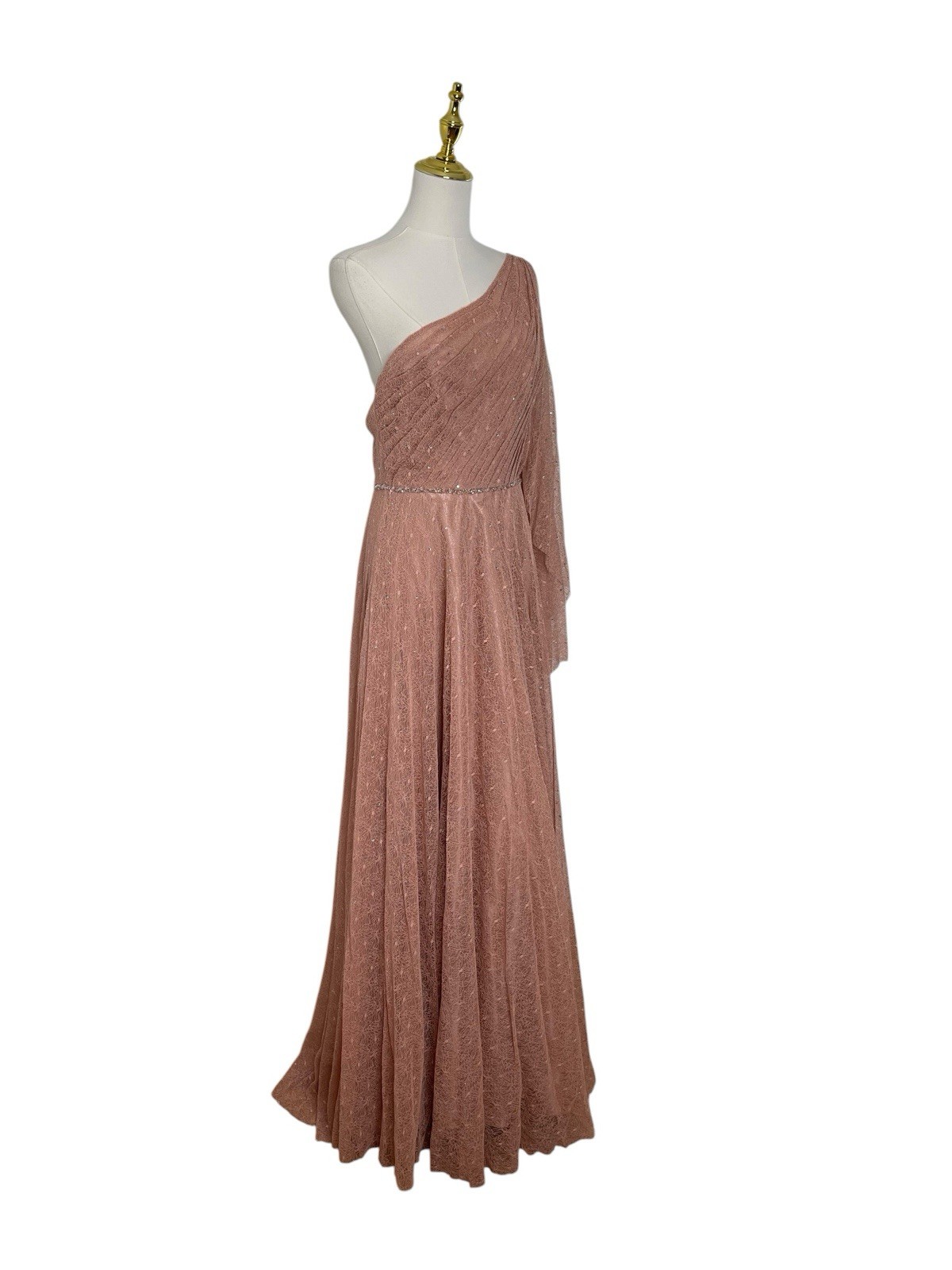 Mac Duggal 11244 Salmon One Shoulder Cape Sleeve Gown Size 6 $598