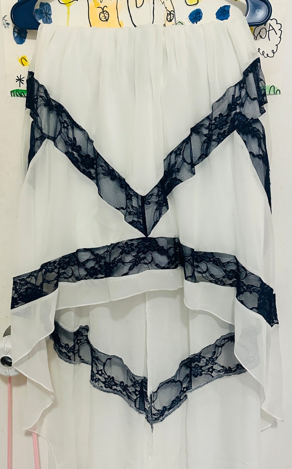 Beautiful Navy blue and white strapless dress. short front long back