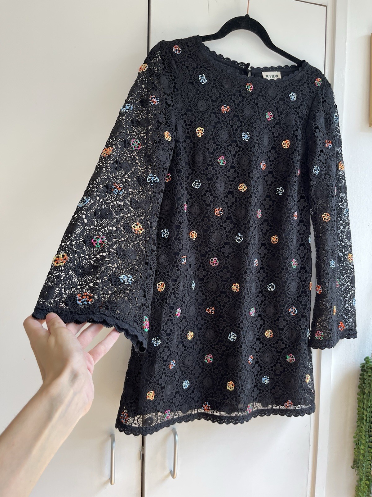 Rixo ‘Mylene’ beaded crochet mini dress – XS (UK 6), RRP £240