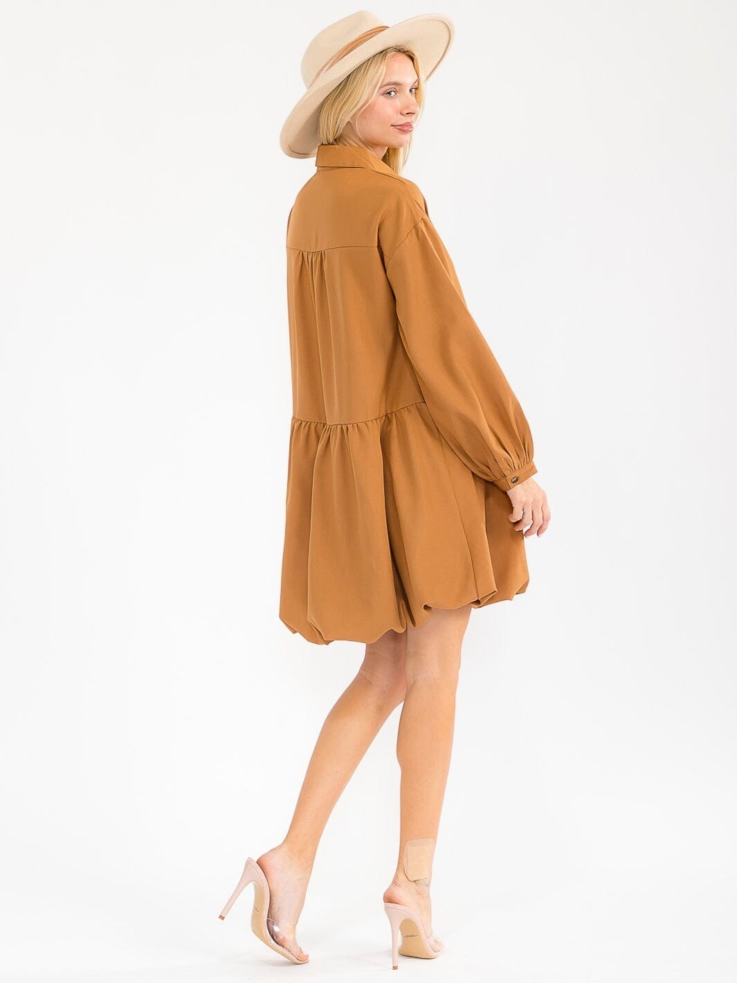 Entro Womens Long Sleeve Button Up Mini Dress Loose Fit Various Colors S M L